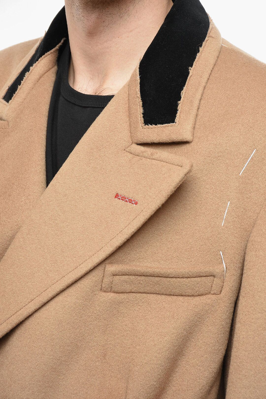 Maison Margiela og1mm0326 Double-Breasted Camel Wool-Blend Coat in Beige Size US S / EU 44-46 / 1 - 3 Thumbnail