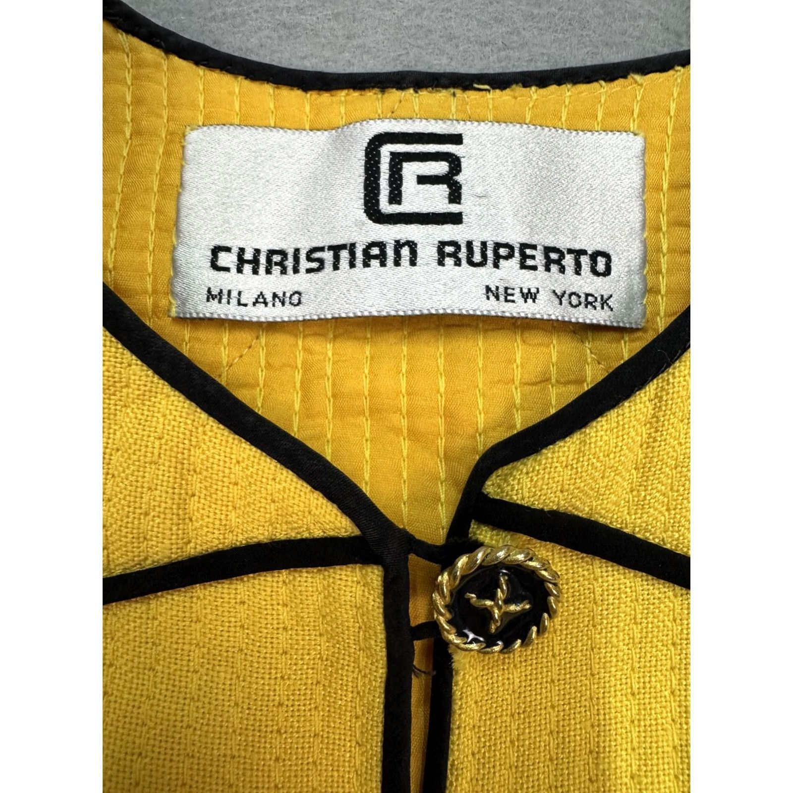 Vintage VINTAGE Christian Ruperto Jacket Womens Medium Yellow Black Trim Mod Coat Size M / US 6-8 / IT 42-44 - 5 Thumbnail