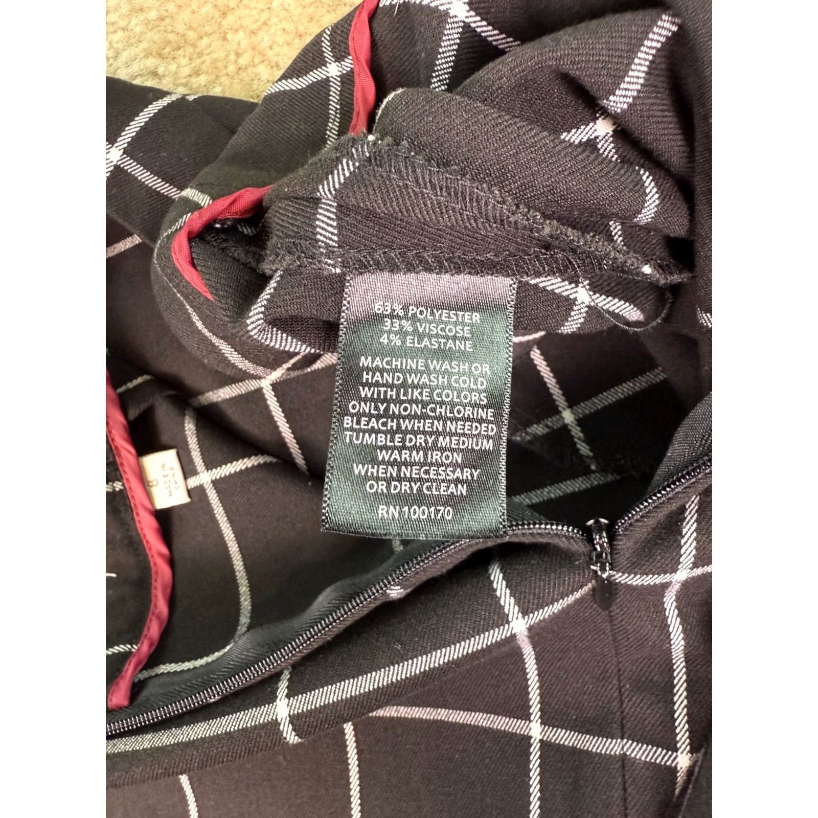 Vintage Kennar Skirt Women's Black Mini Size 8 Windowpane Slit Office Size 30" / US 8 / IT 44 - 6 Thumbnail
