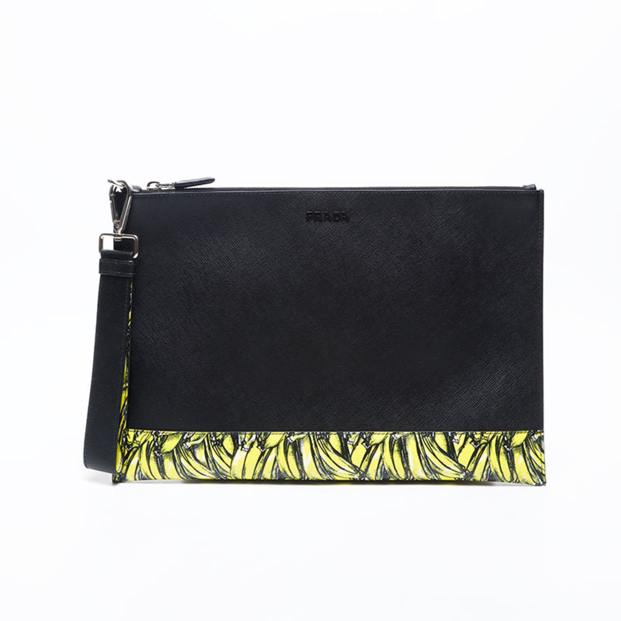 Prada Prada Saffiano Active Botanical Clutch Bag, Black, WS20003 Size ONE SIZE - 1 Thumbnail
