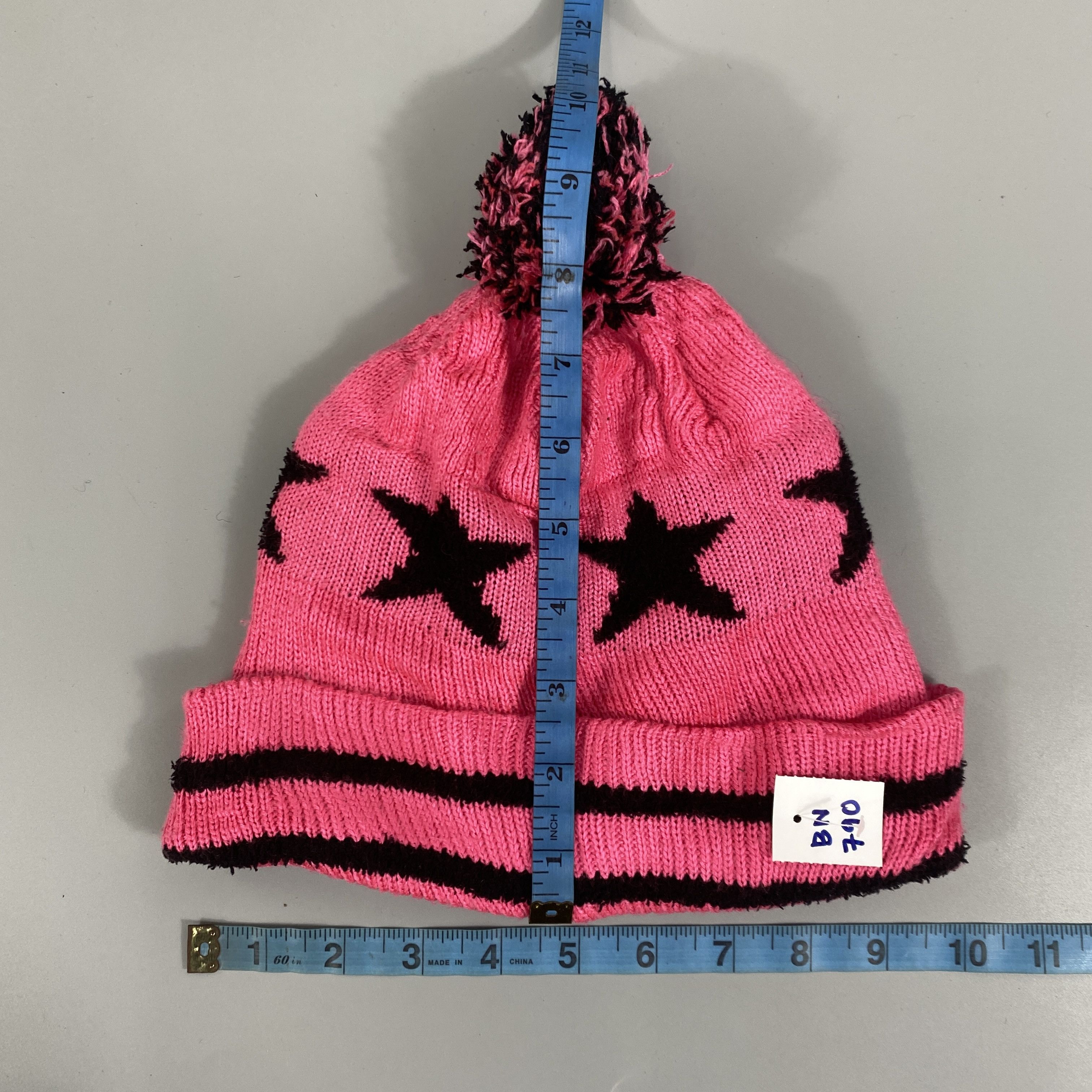 Japanese Brand Knit Star Pattern Beanie Pom Pom -BN790 Size ONE SIZE - 5 Thumbnail