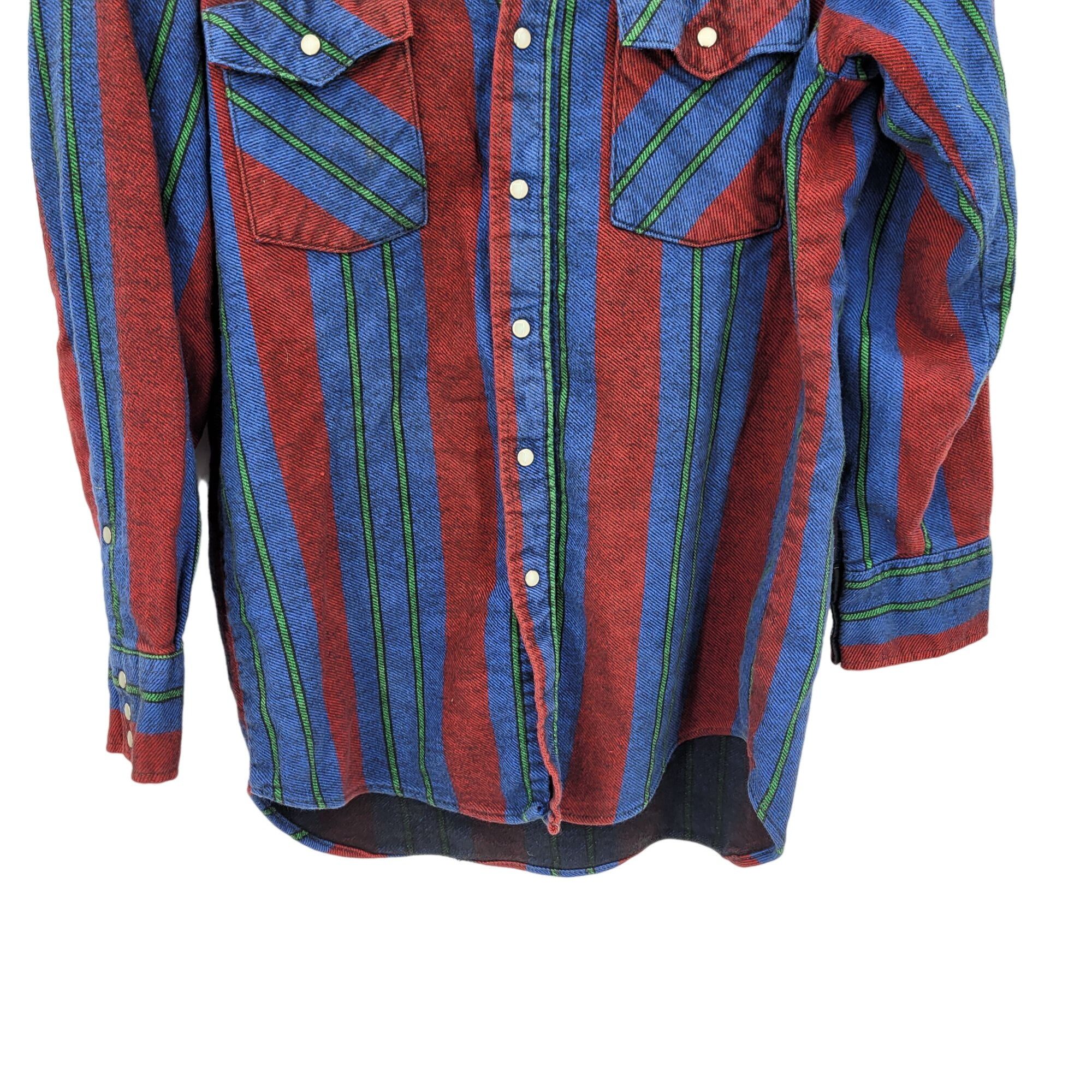 Vintage Vintage Western Striped Pearl Snap Flannel Shirt XL Outdoor Size US M / EU 48-50 / 2 - 6 Thumbnail