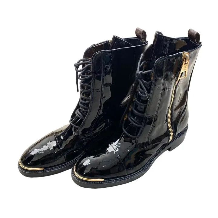 Louis Vuitton Louis Vuitton Women's Black Zip Logo Ankle Boots 0079 Size US 7 / IT 37 - 1 Thumbnail