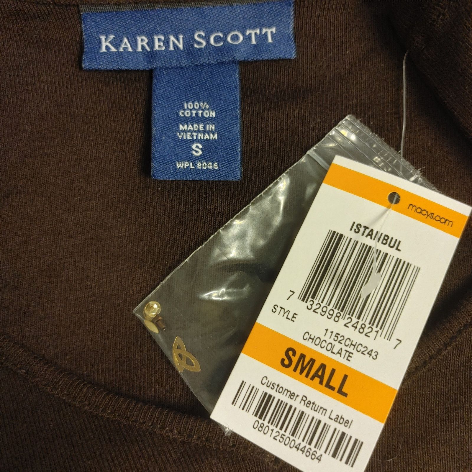 Other Karen Scott Women S Brown Long Sleeve Floral Round Neck Top Size S / US 4 / IT 40 - 3 Thumbnail