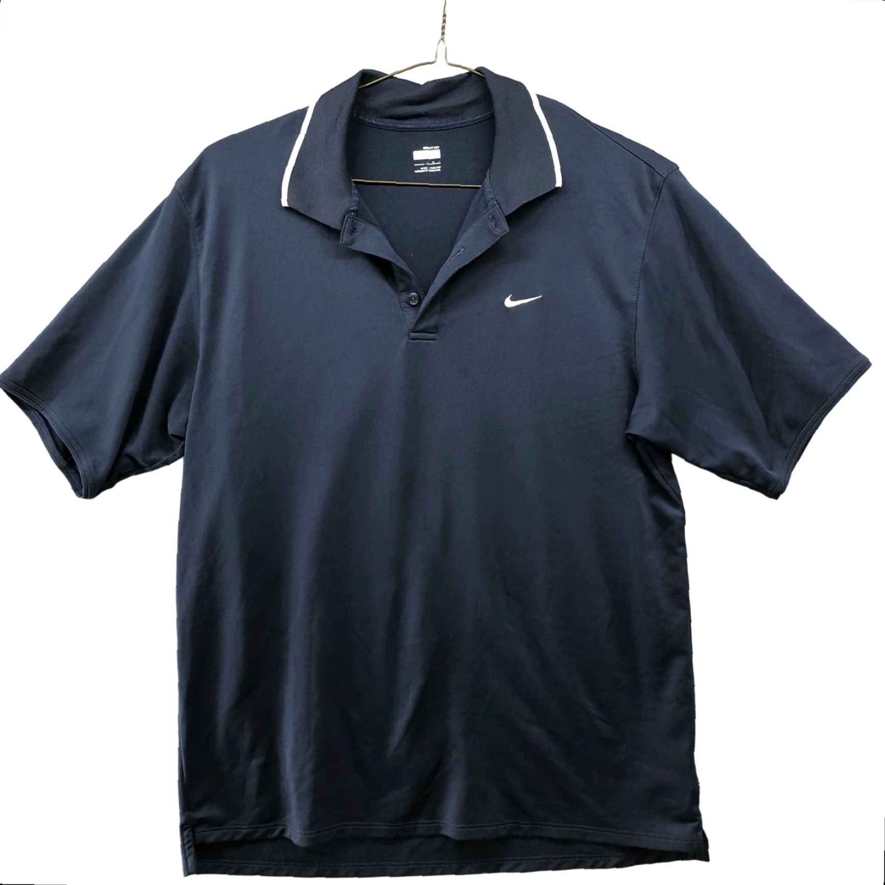 Nike Nike Polo Shirt Mens L Navy Blue Golf Active Swoosh Logo Fit Dry Short Sleeve Collared Lightweight Moisture Wicking Polyester Size US L / EU 52-54 / 3 - 2 Thumbnail