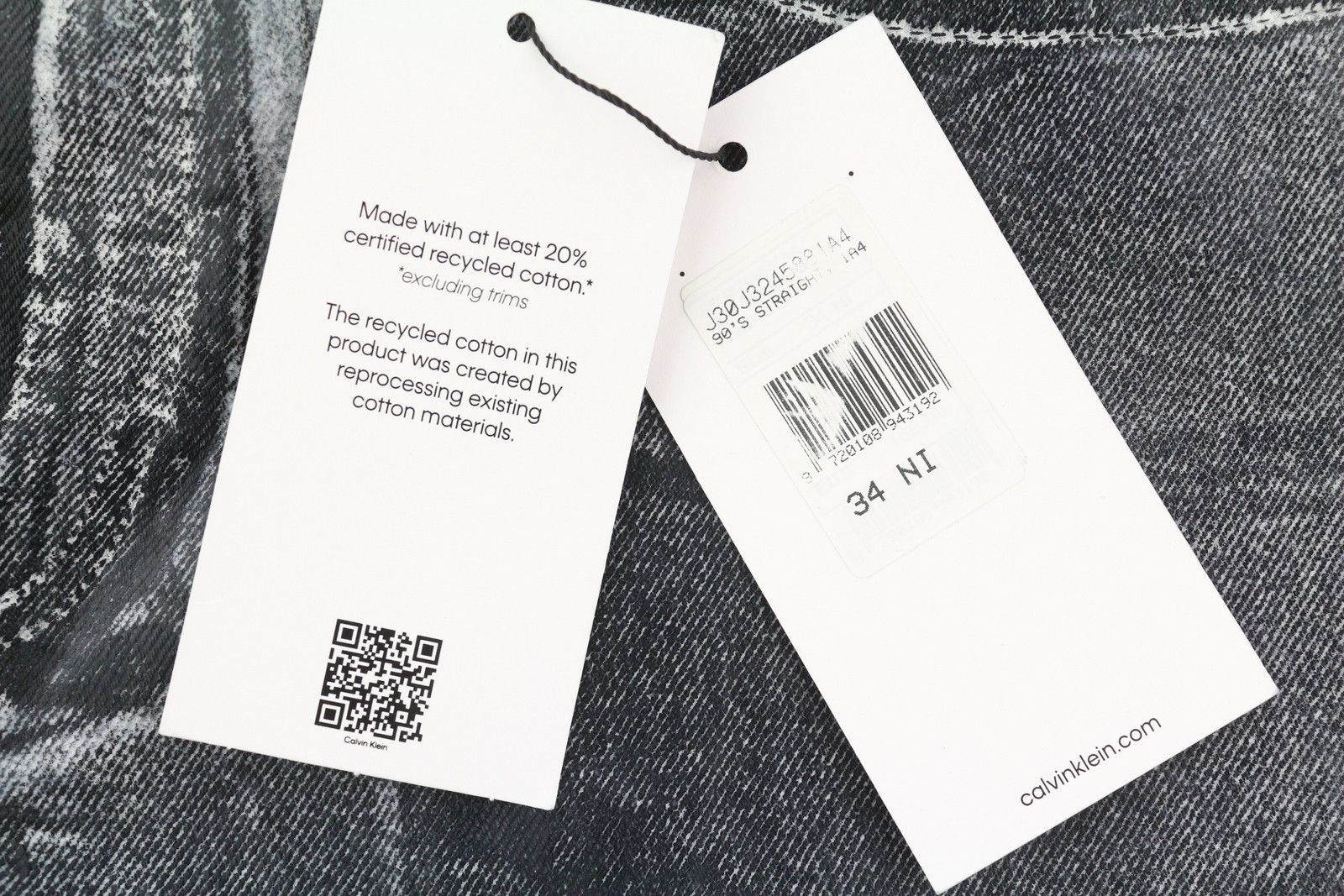 Calvin Klein 90'S STRAIGHT W34 Grey Washed Zip Coated Jeans 85109 Size US 34 / EU 50 - 7 Thumbnail