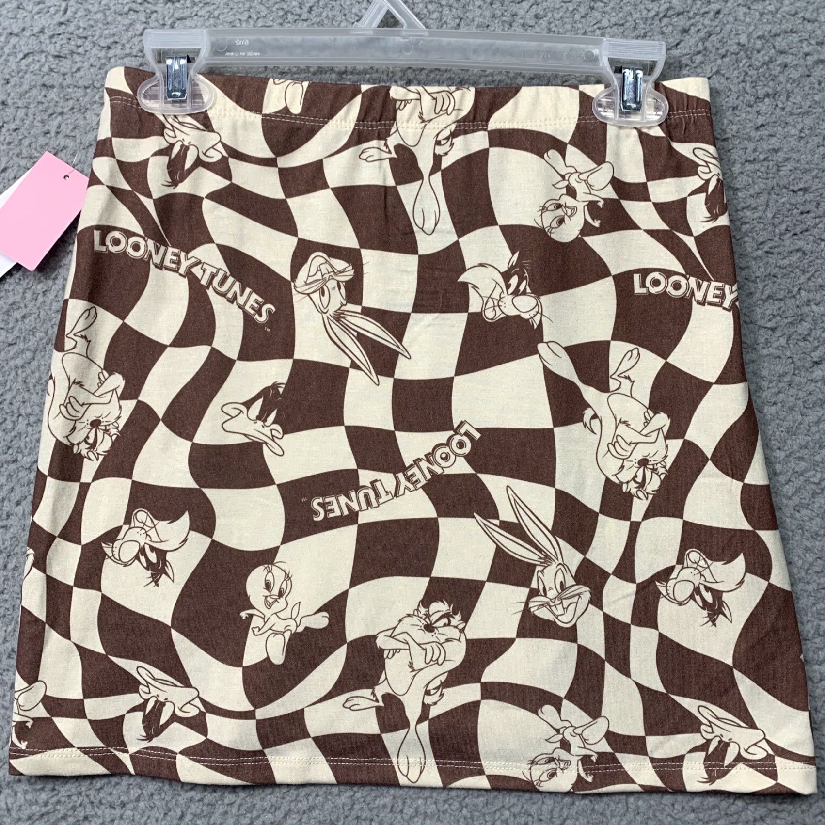 Vintage Looney Tunes Mini Skirt Skirt S Brown Cream Bugs Daffy Sylvester Tweety Taz NWT Menus: Women Size 28" / US 6 / IT 42 - 3 Thumbnail