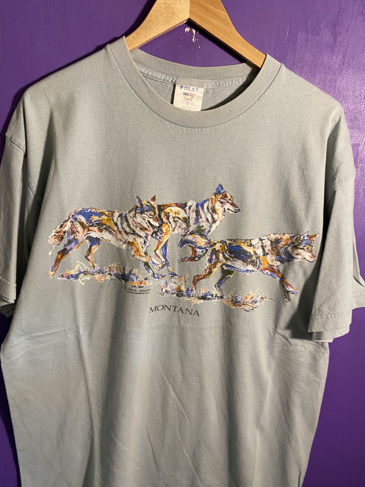 Other Vintage 90s Montana wolves faded t-shirt Size US XL / EU 56 / 4 - 3 Thumbnail