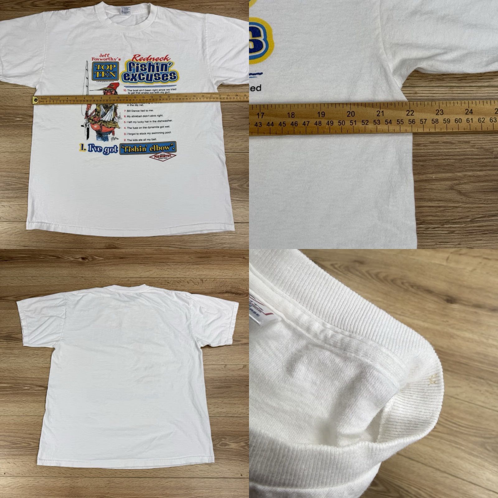 Delta VINTAGE Jeff Foxworthy T-Shirt Mens Large White Delta Cotton Short Sleeve Redneck Fishin Excuses Size US L / EU 52-54 / 3 - 8 Thumbnail