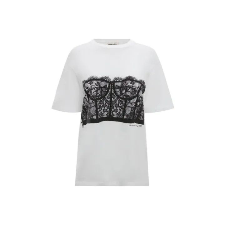 Alexander McQueen Alexander McQueen Lace Print Short Sleeve Top 0079 Size M / US 6-8 / IT 42-44 - 1 Thumbnail