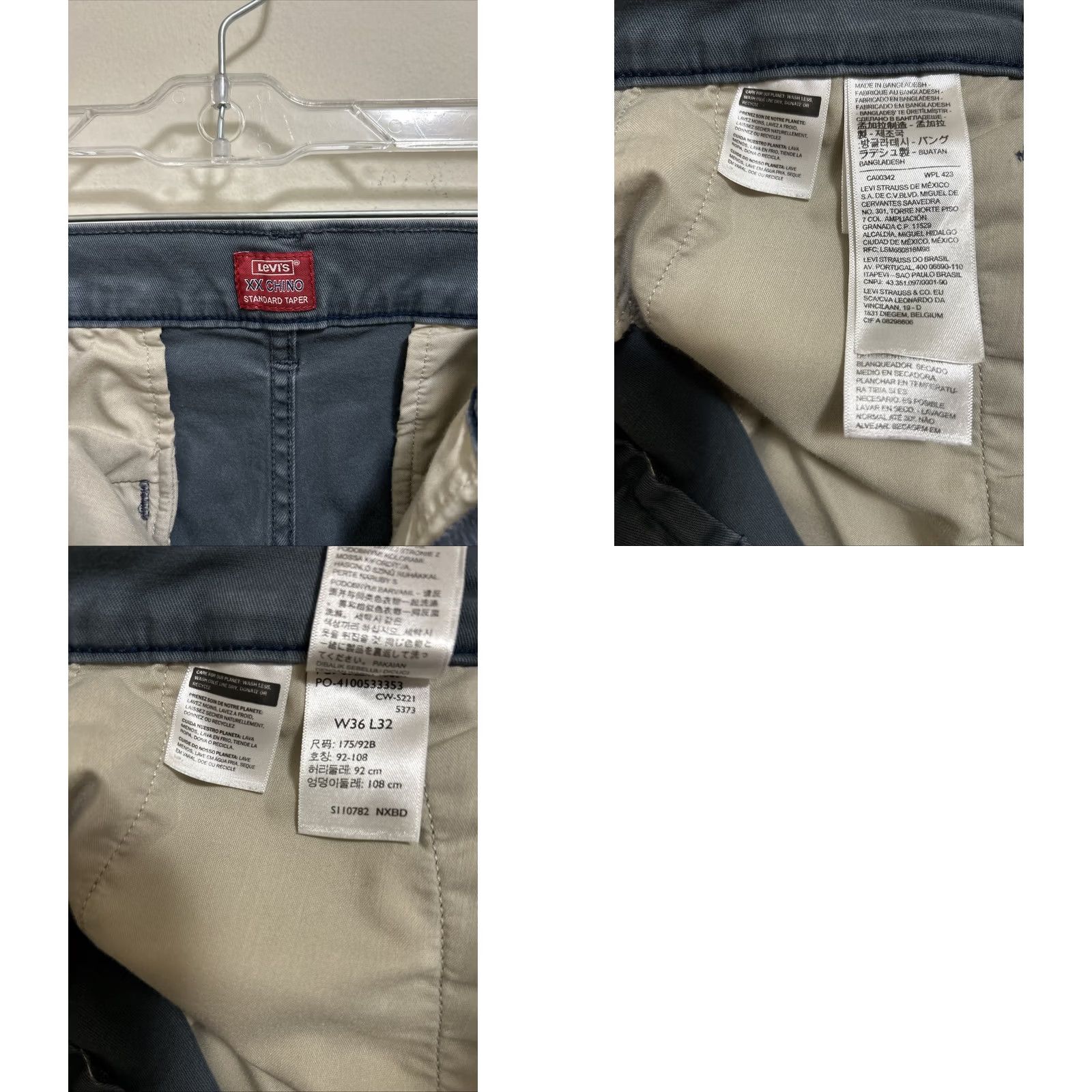 Levi's Levi's Pants Regular Chino Tapered 36x32 Blue Solid Pockets Zip Button Casual Mens Size US 36 / EU 52 - 8 Thumbnail