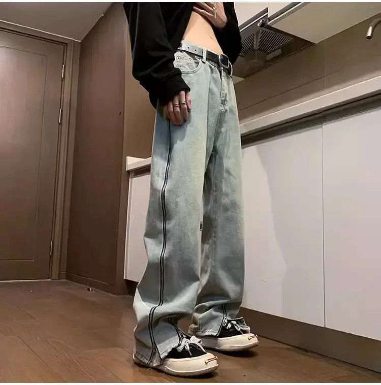 Japanese Brand Retro Straight Zipper Split Jeans Size US 30 / EU 46 - 2 Thumbnail