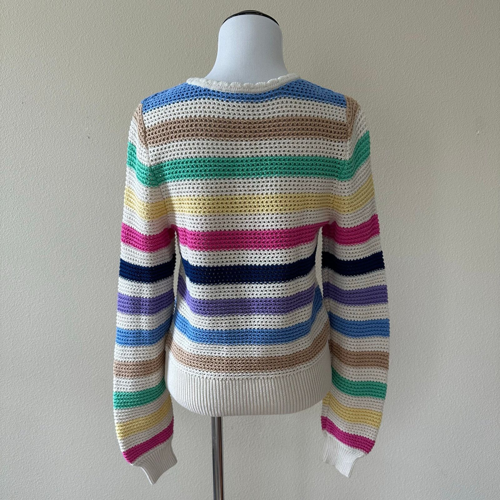 Gap GAP Rainbow Stripe Crochet Crewneck Sweater Size S Size S / US 4 / IT 40 - 2 Thumbnail