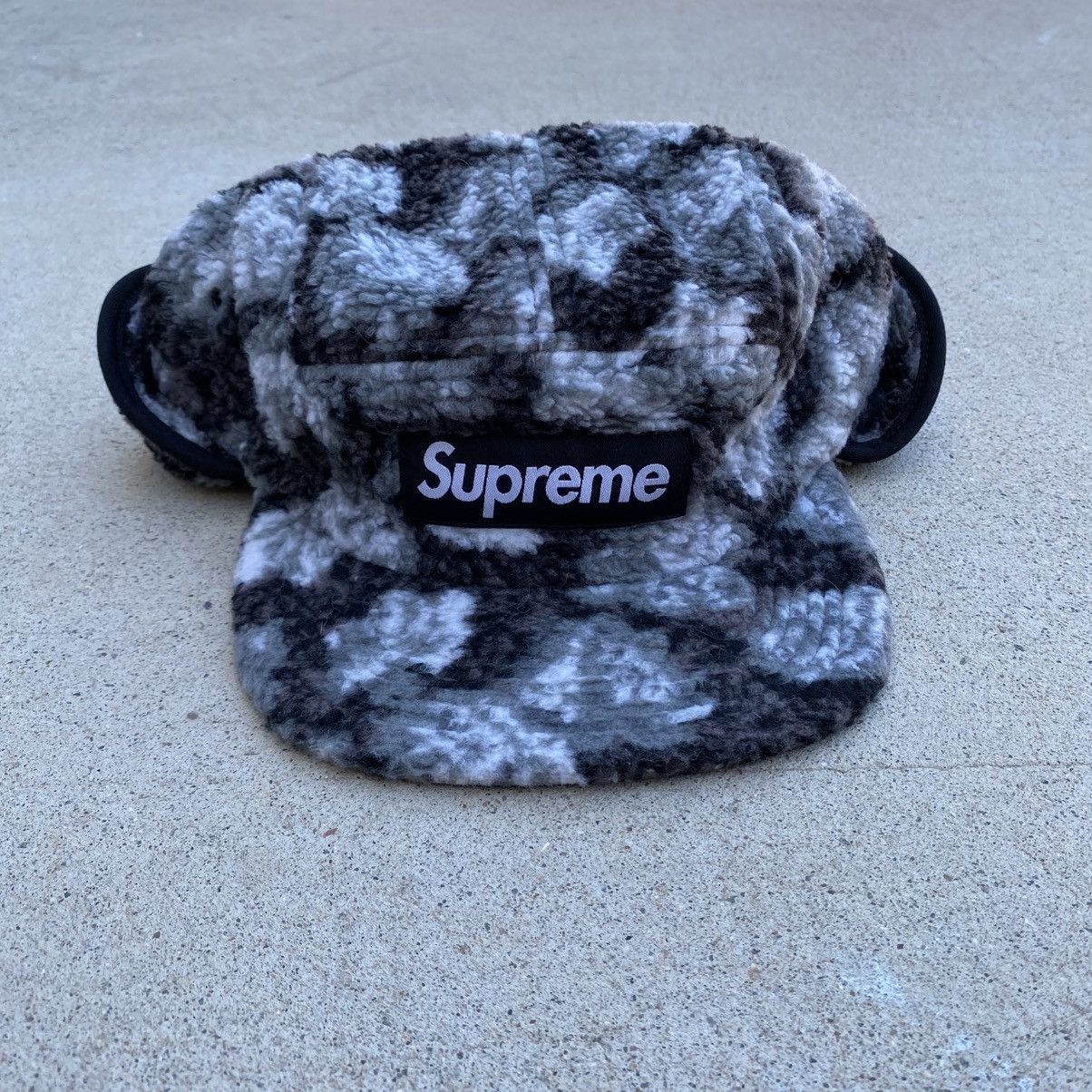Supreme Leopard Polar Fleece Earflap Camp Hat 5-Panel 2017