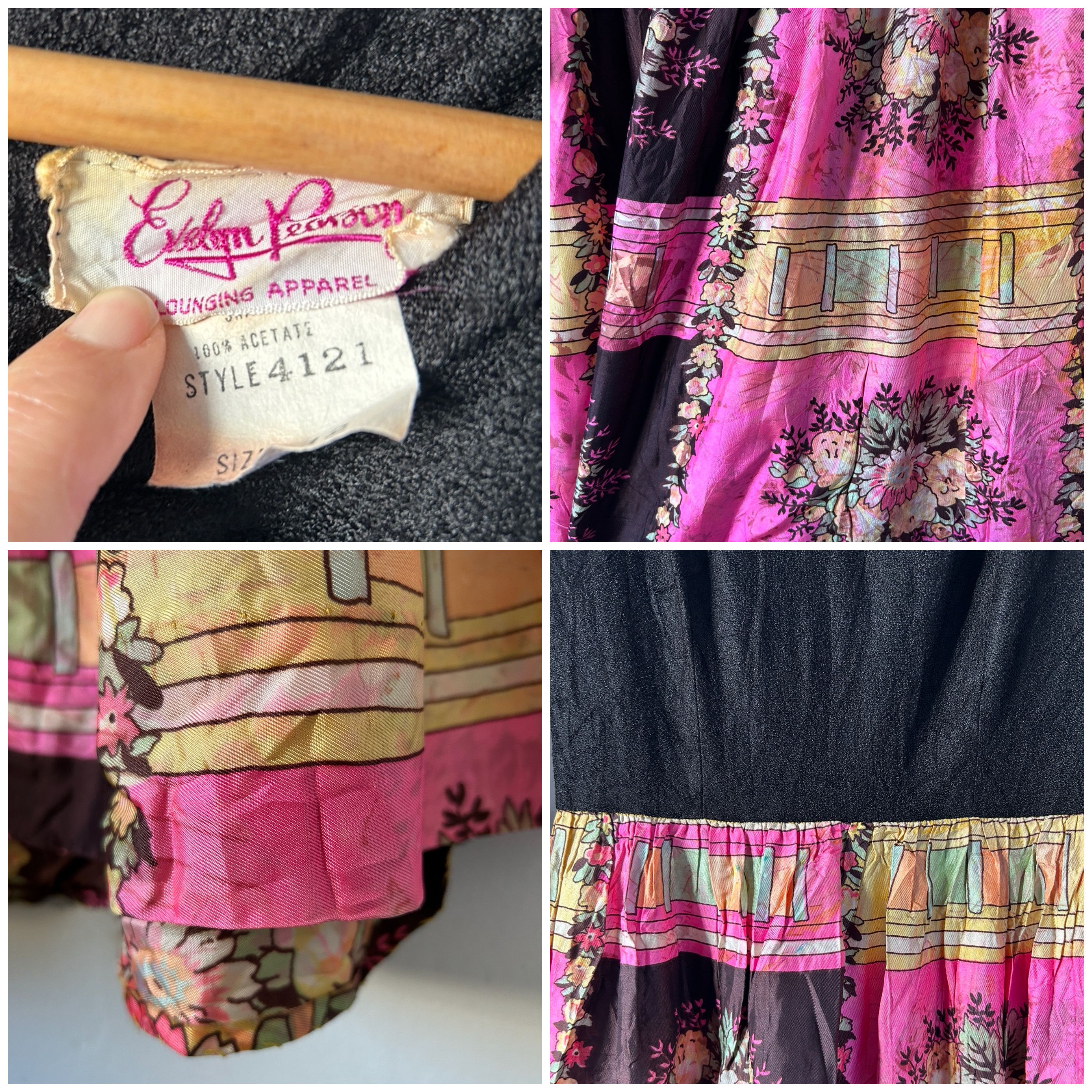 Designer × Vintage Vintage 70s black knit floral maxi dress Size XL / US 12-14 / IT 48-50 - 9 Thumbnail
