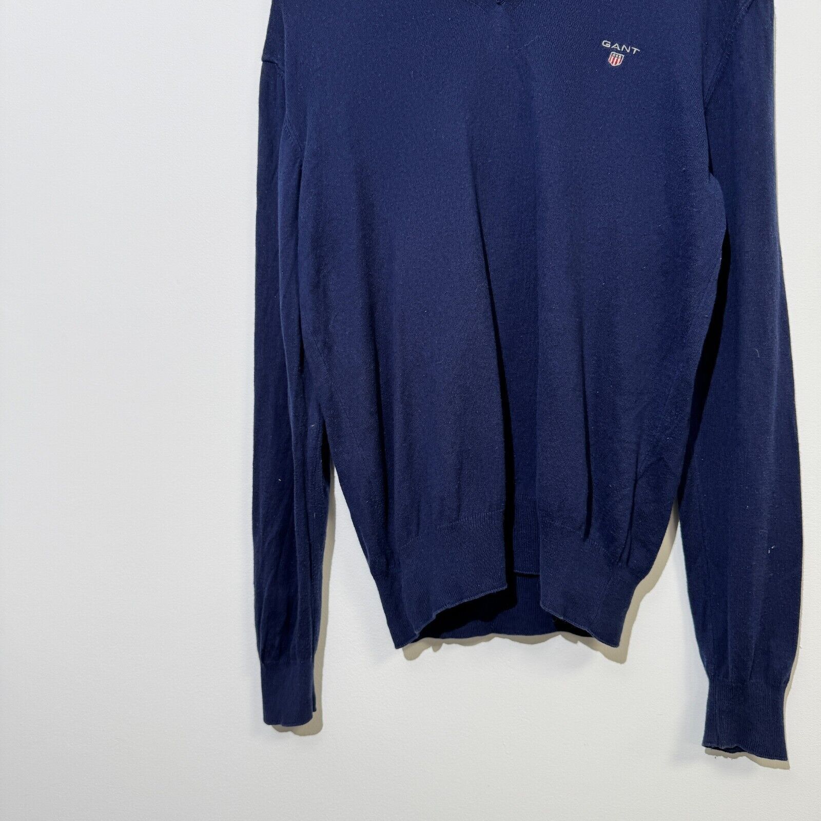 Gant × Vintage Vintage 90s Gant Unisex Navy Cotton Sweater Size L V-Neck Size US L / EU 52-54 / 3 - 4 Thumbnail