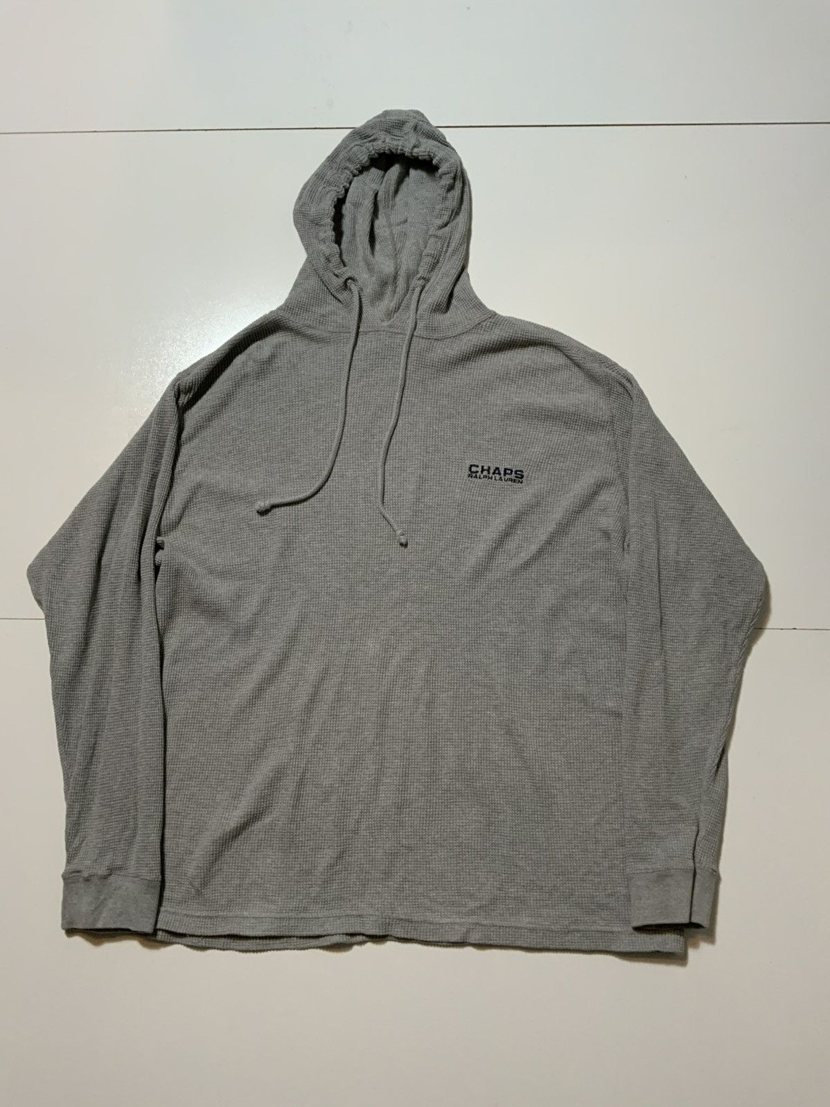 Chaps Ralph Lauren × Vintage Vintage Chaps Ralph Lauren Waffle Knit Thermal Gray Hoodie Size US S / EU 44-46 / 1 - 1 Thumbnail