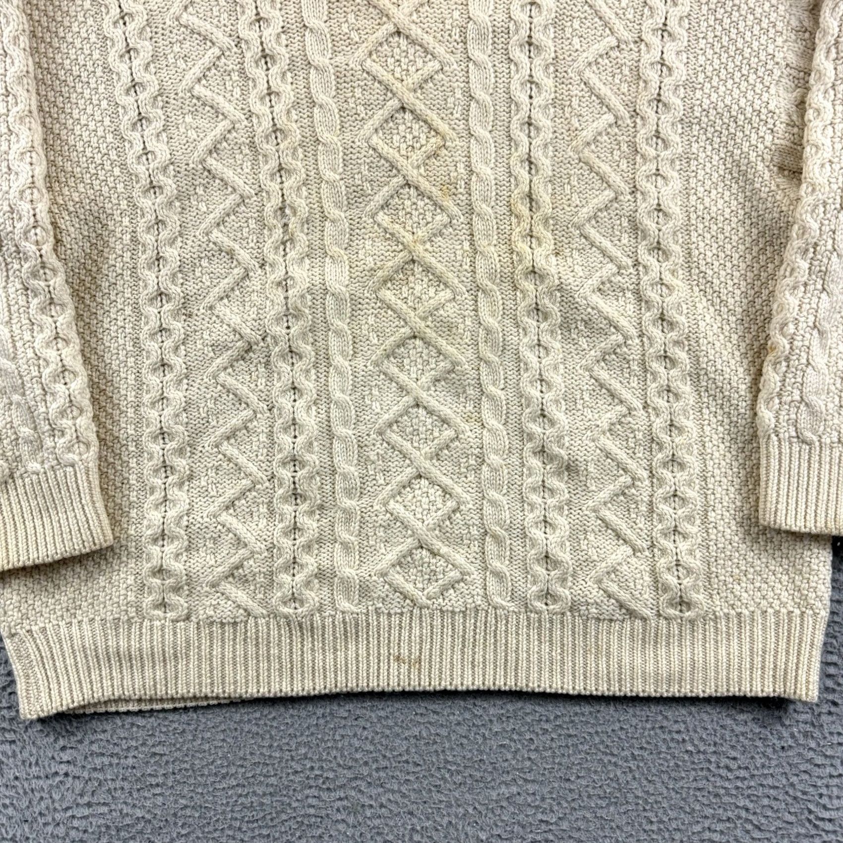 Vintage VINTAGE Aran Crafts Sweater Mens 2XL Beige Cable Knit Fisherman Wool Pullover Size US XXL / EU 58 / 5 - 2 Thumbnail