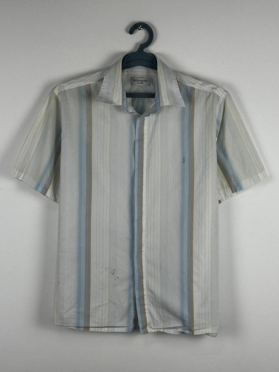 Vintage × Yves Saint Laurent Cotton YSL Shirt Blue Striped Longsleeve Button Up Size US L / EU 52-54 / 3 - 2 Thumbnail