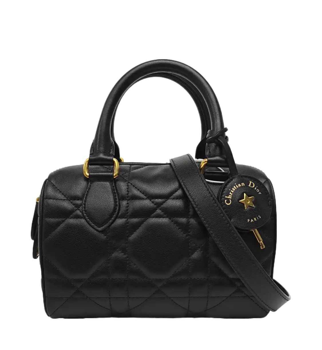 Dior DIOR Groove black cowhide leather rattan plaid quilted Boston bag shoulder bag h Size ONE SIZE - 1 Thumbnail