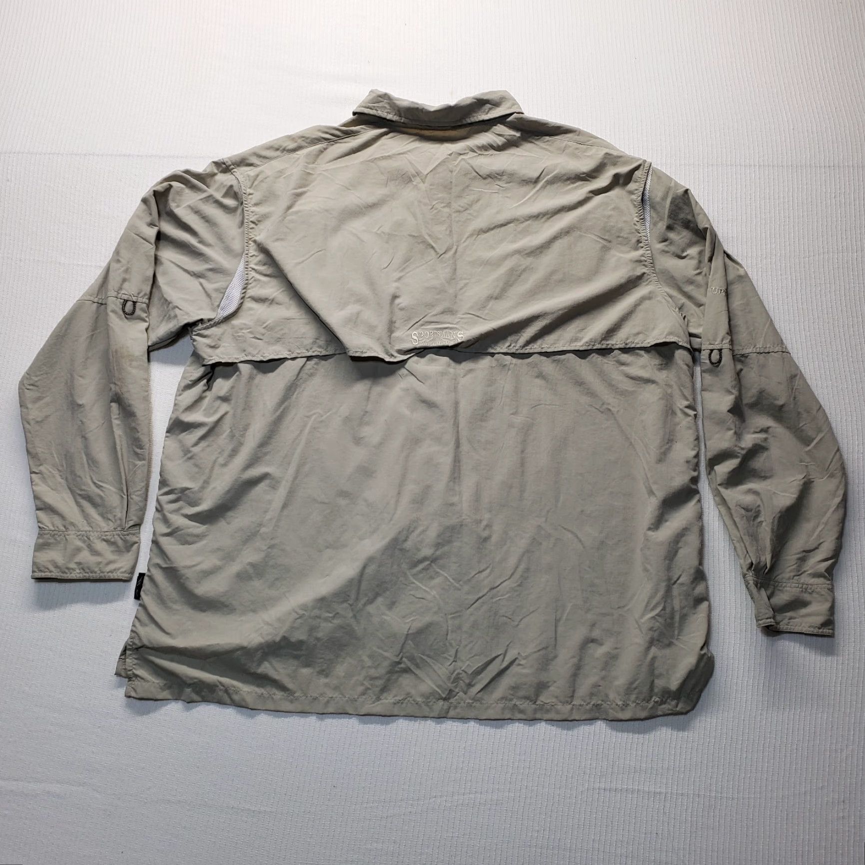 Warehouse Sportsmans Warehouse Shirt Button-Up Long Sleeve Beige 2X Men Mens Big & Tall Nylon Fish Theme Vented Button-Front Size US XXL / EU 58 / 5 - 8 Thumbnail