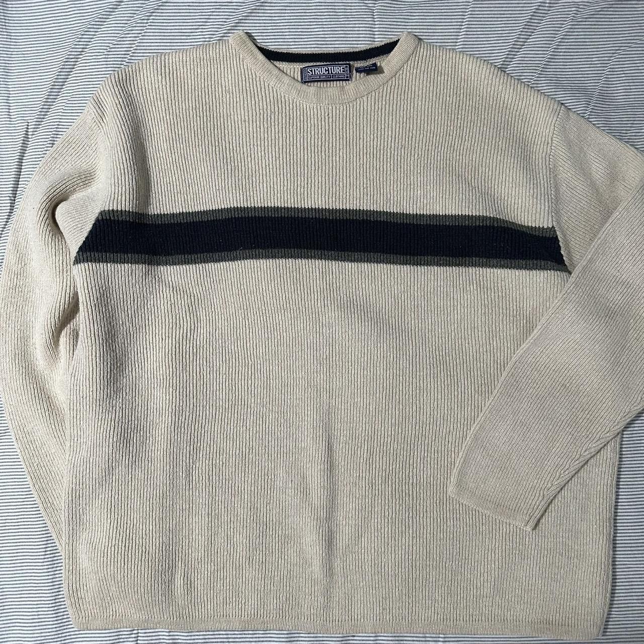 Structure × Vintage VTG 90s Structure wrap around center stripe sweater Size US L / EU 52-54 / 3 - 3 Thumbnail