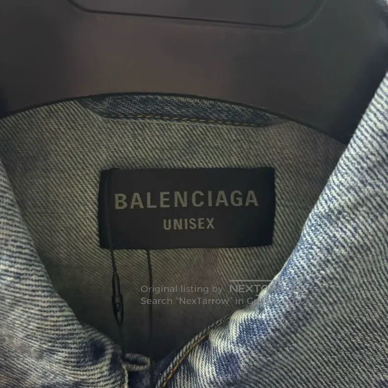 Balenciaga Balenciaga Blue Washed Distressed Plaid Letter Pattern Size US L / EU 52-54 / 3 - 2 Thumbnail