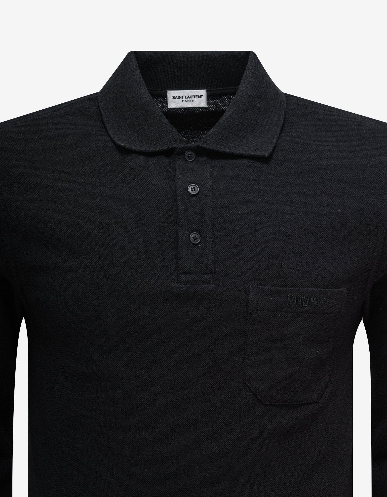 Saint Laurent Paris Black Long Sleeve Logo Polo Size US XXL / EU 58 / 5 - 3 Thumbnail