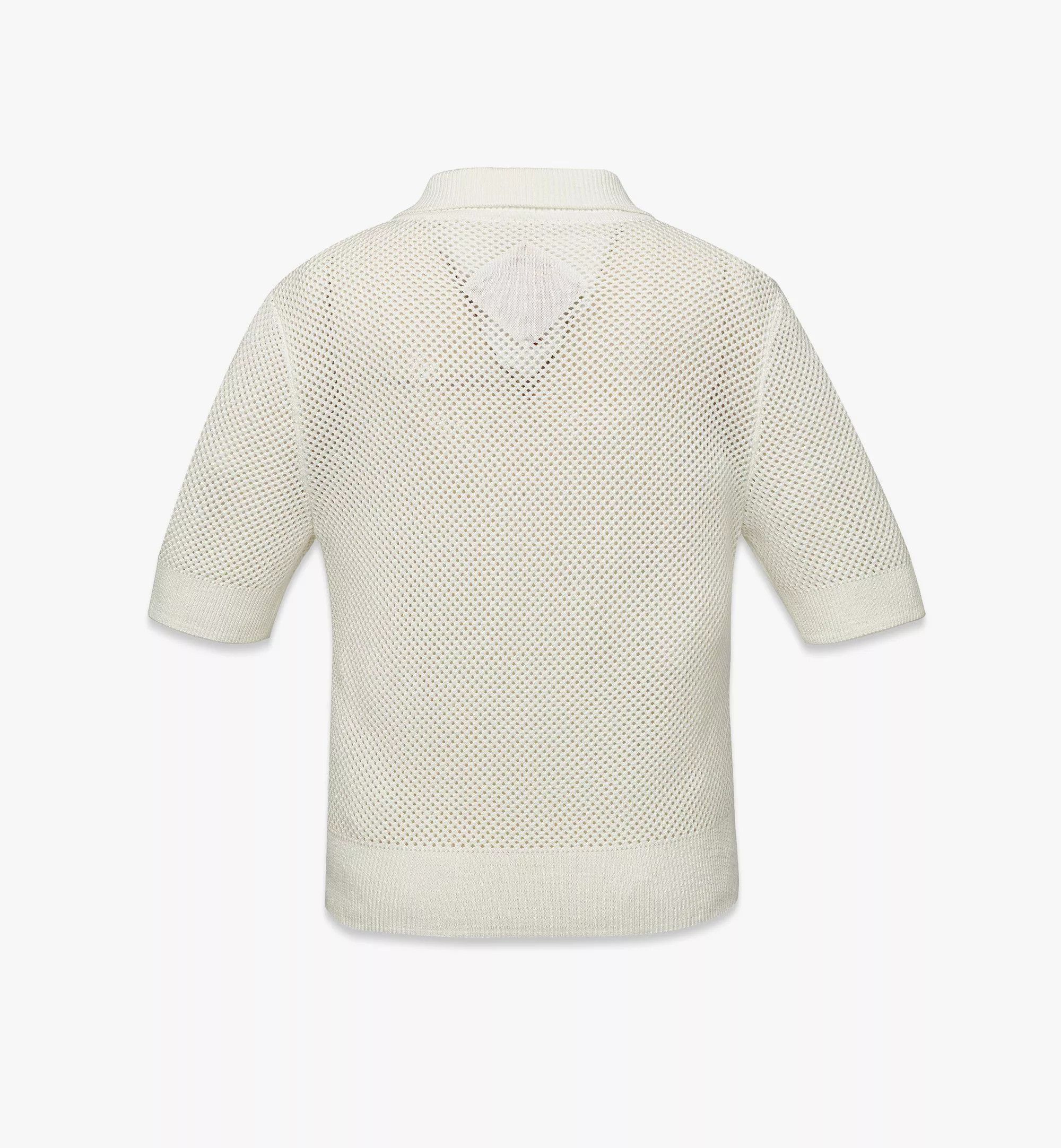MCM o1mt1gz0126 Mesh Knit Cropped Polo Shirt in White Size L / US 10 / IT 46 - 3 Thumbnail