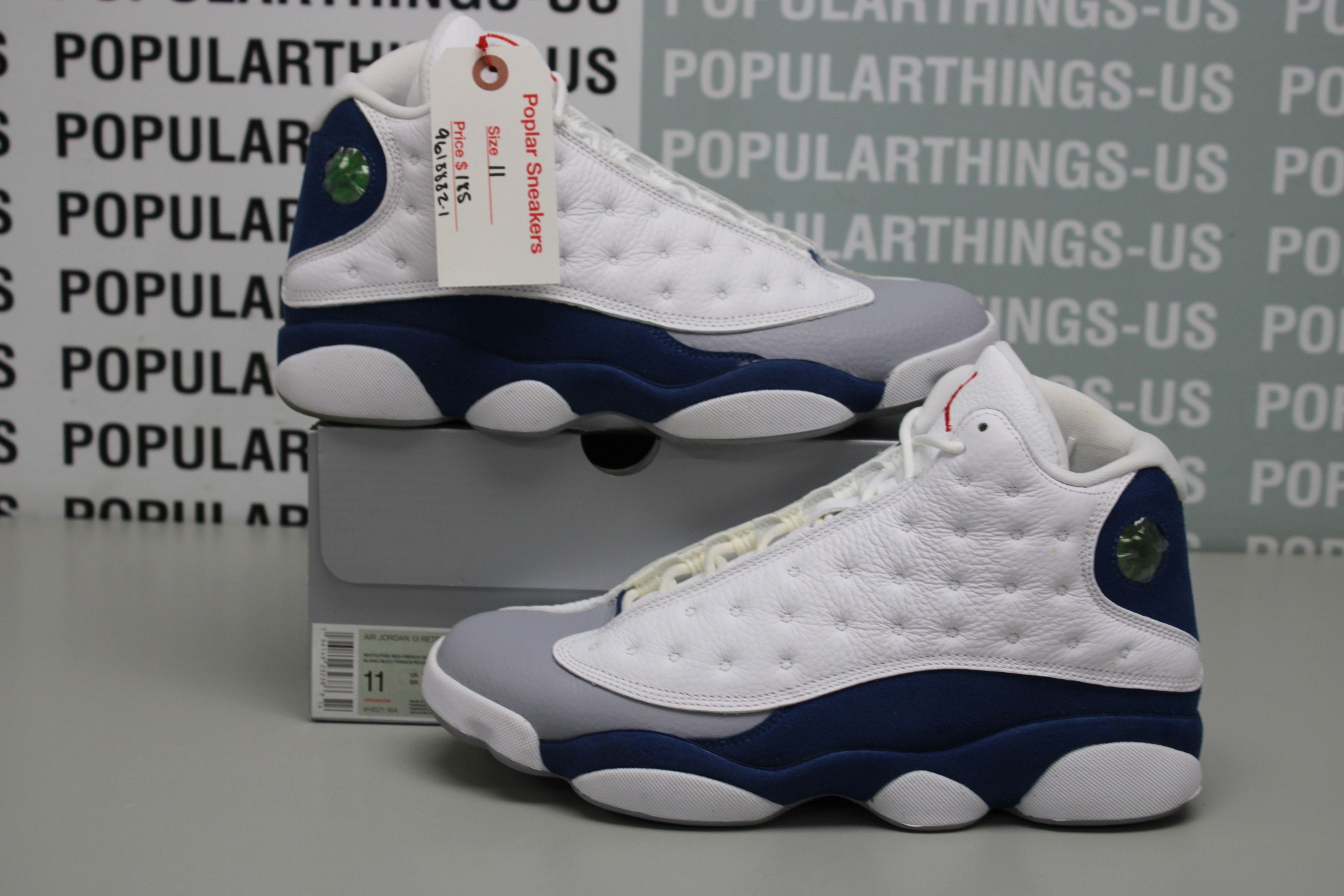 image of Air Jordan 13 Retro French Blue Size 11 Shoes in Whte Grey Blue, Men's