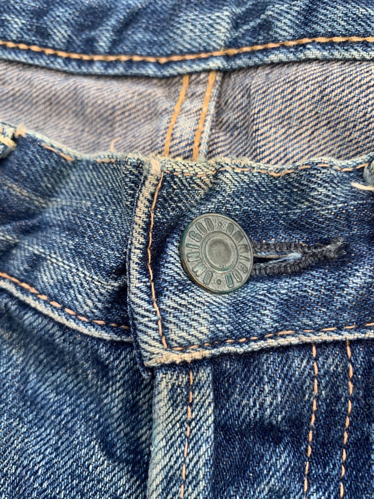 OMNIGOD OMNIGOD 50023 SELVEDGE BUTTON FLY JAPANESE DISTRESSED DENIM Size US 31 - 11 Thumbnail