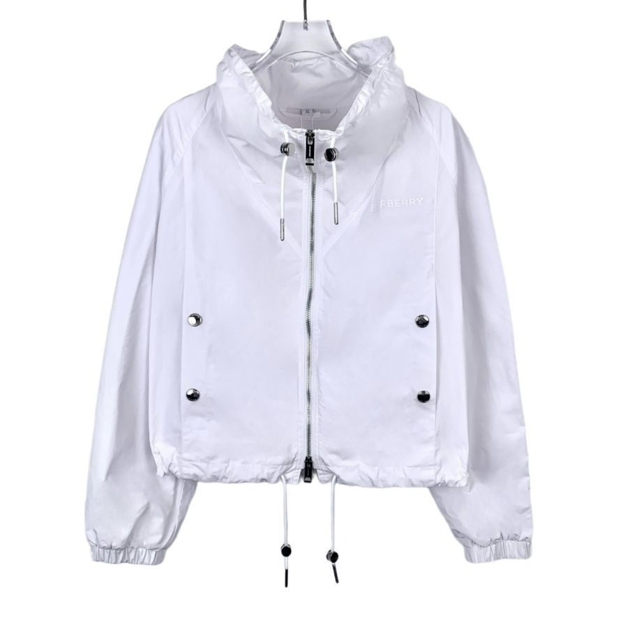 [Burberry] Logo Lettering White Hooded Zip-Up Jacket 36