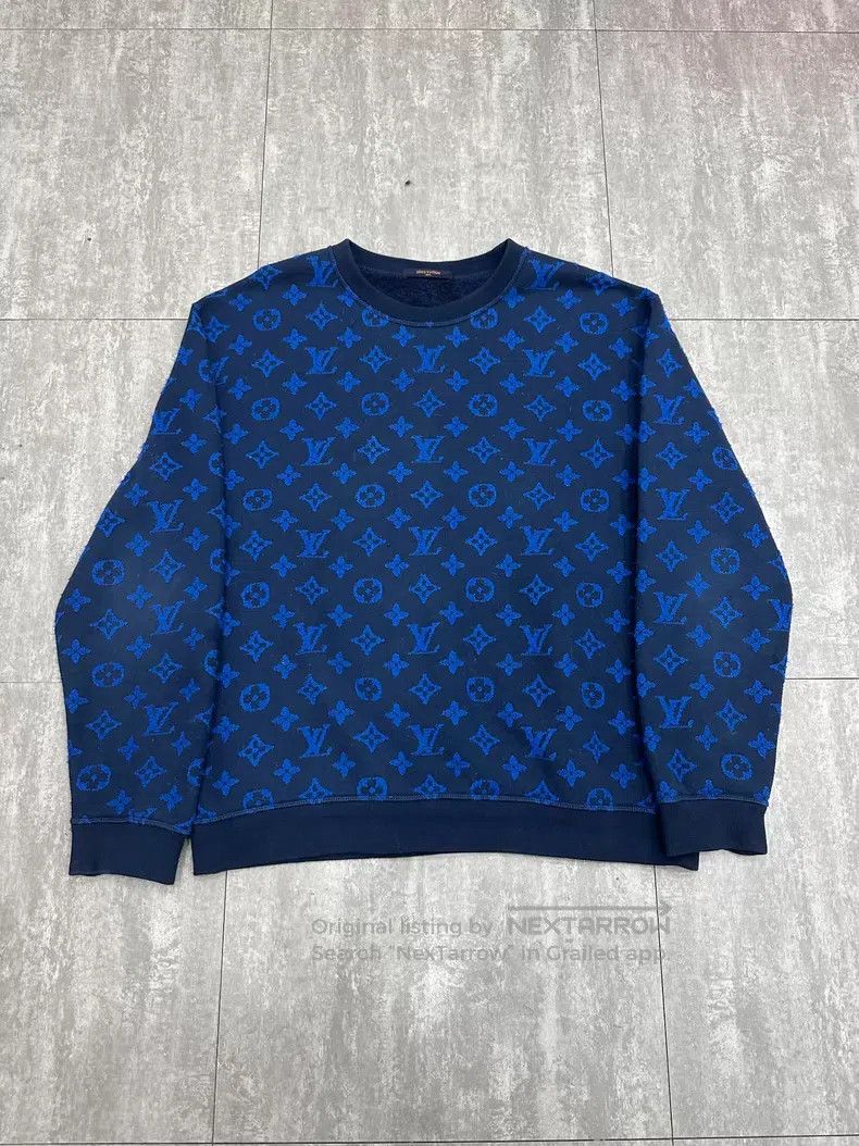 Louis Vuitton Louis Vuitton Blue full-logo long-sleeve sweatshirt Size US XL / EU 56 / 4 - 1 Thumbnail