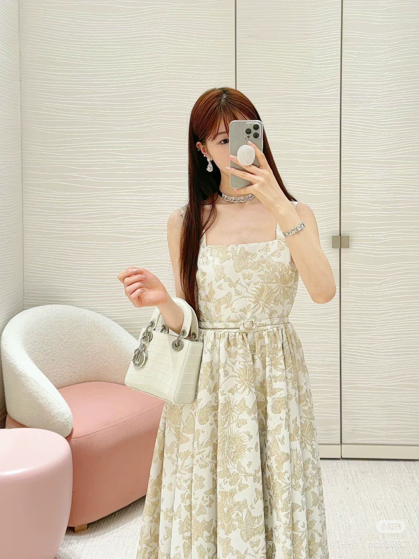 Dior Dior White Platinum Bow Embroidered Long Gown FR38 No Belt Size S / US 4 / IT 40 - 7 Thumbnail