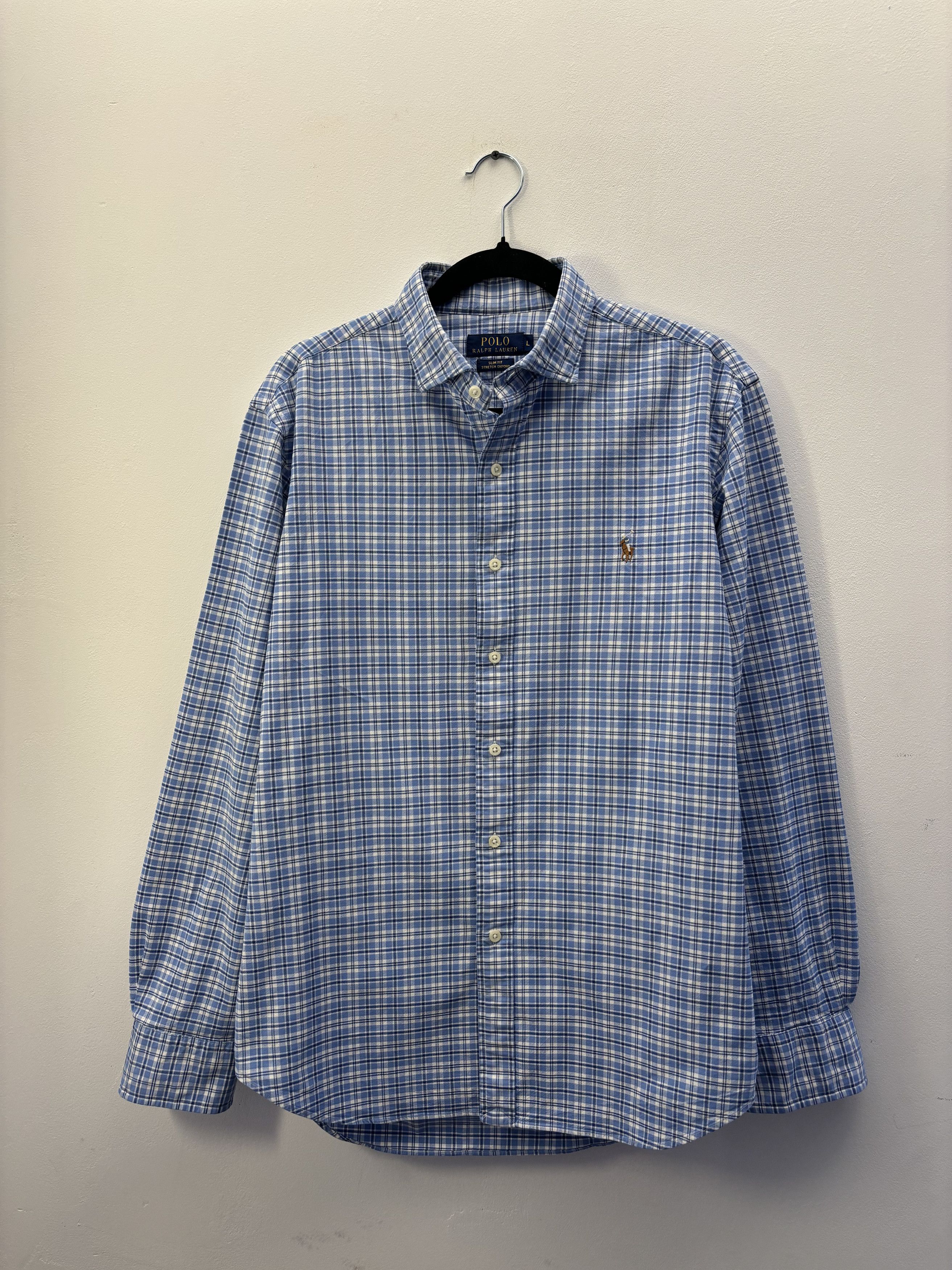 Polo Ralph Lauren × Ralph Lauren Vintage Polo Ralph Lauren Chested Blue Shirt Size US L / EU 52-54 / 3 - 1 Thumbnail