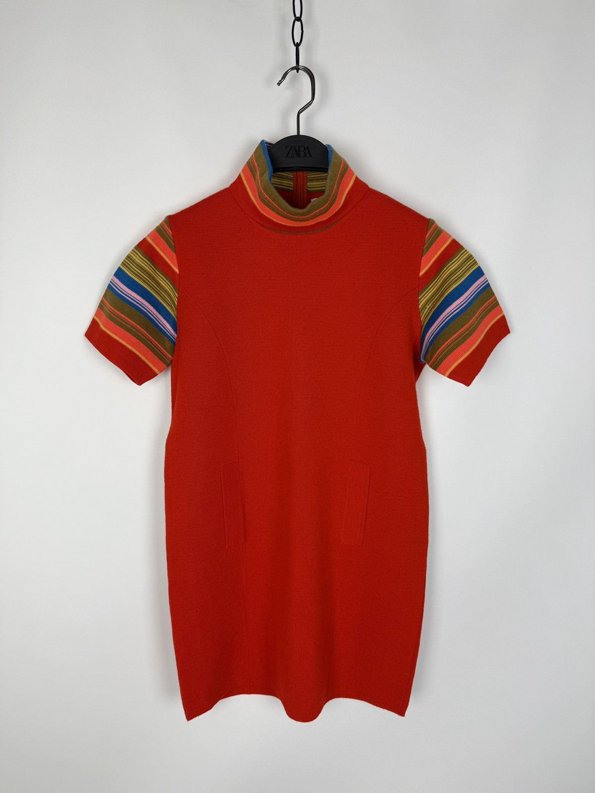 Vintage 60s 70s Vintage Lilly Of California Orange Wool Shift Dress Size S / US 4 / IT 40 - 3 Thumbnail