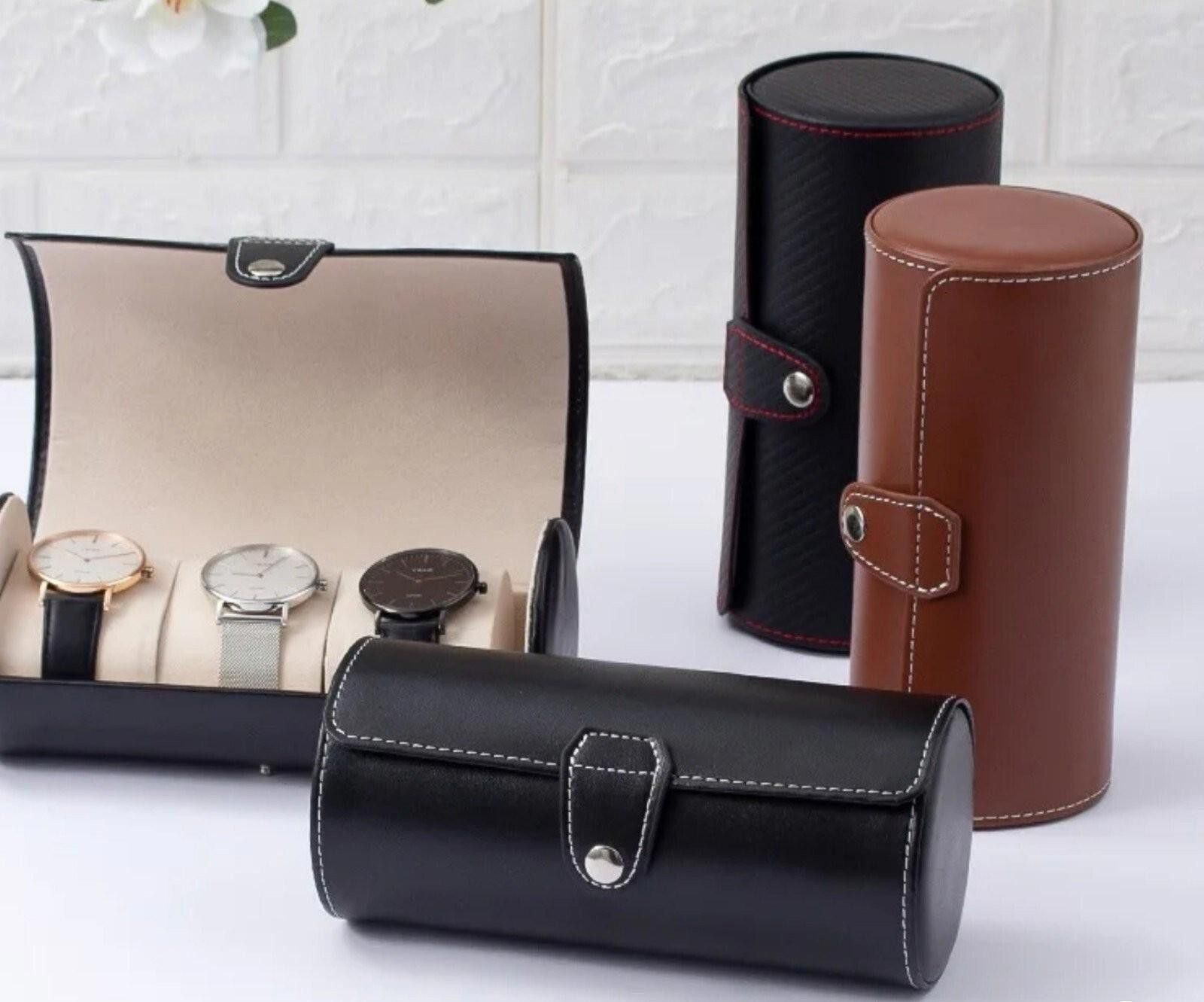 Other PU Leather Watch Travel Case up to 3 Watches Black by KSLC Size ONE SIZE - 2 Thumbnail