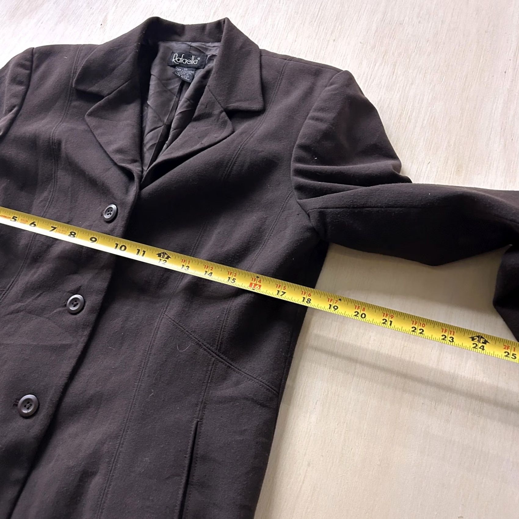 Vintage Rafaella Womens Blazer Jacket 10 Brown 3 Button Lined Stretch Career Work Office Size L / US 10 / IT 46 - 3 Thumbnail