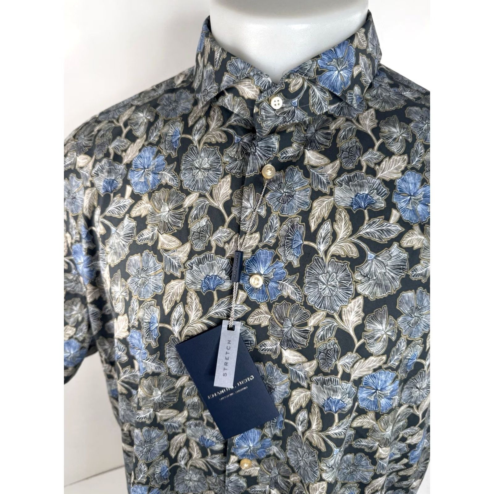 Reyn Spooner EMANUEL BERG - NEW w TAG - Floral Hawaiian XL Shirt - Button-Up - Men - Short Sleeve - Blue / Brown / White - Hawaiian Theme - XL Size US XL / EU 56 / 4 - 2 Thumbnail