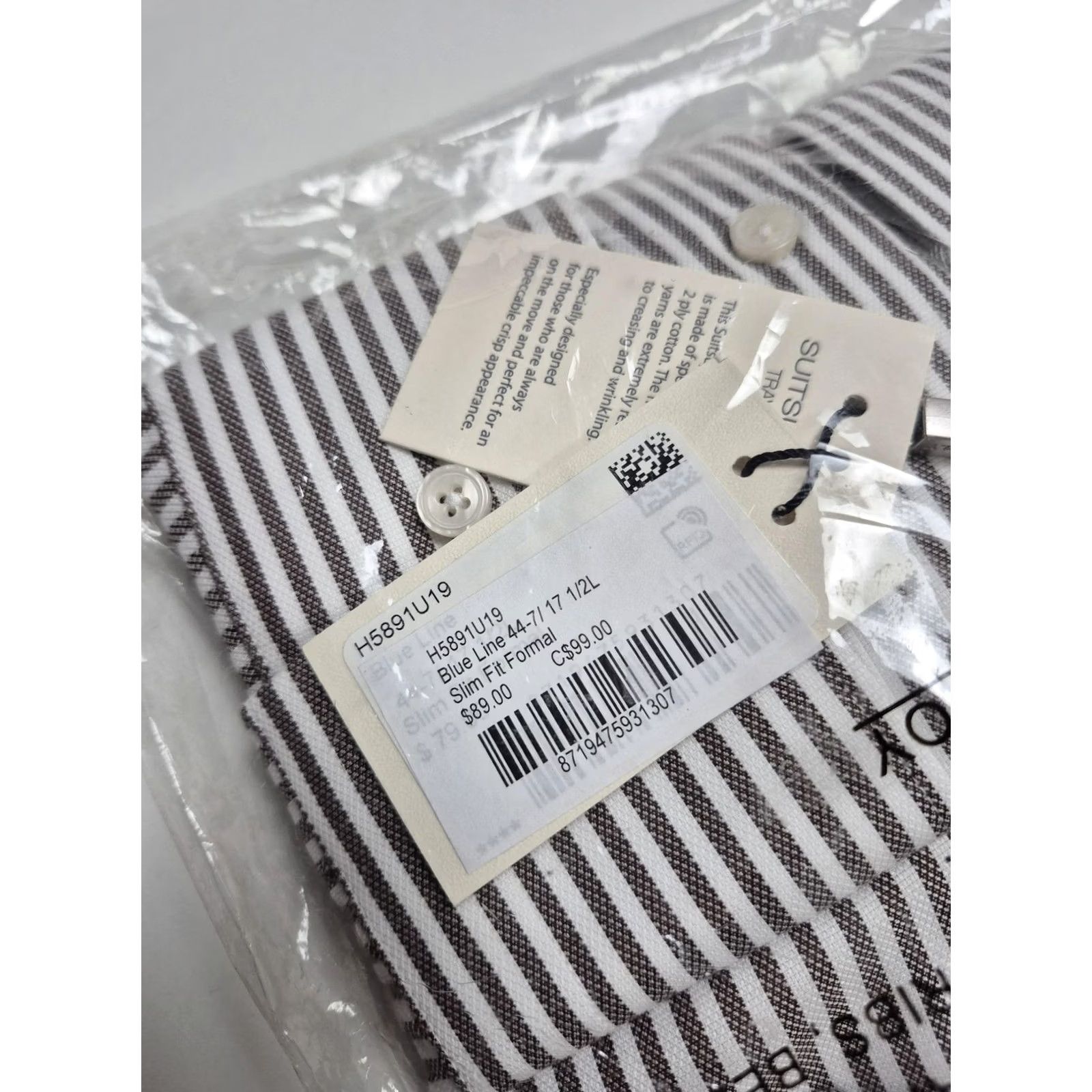 Suitsupply Suitsupply Shirt Mens 17.5 Brown Dress Stripe Slim Fit Traveller Formal Size 48R - 5 Thumbnail