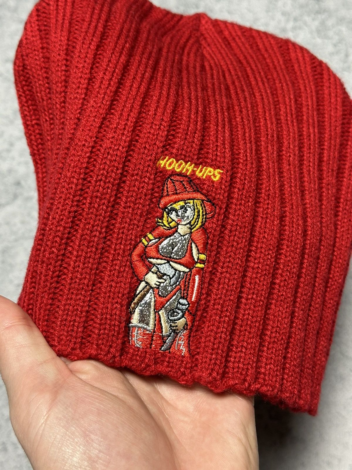 Anime Vintage Hook Ups Fire Anime Girl Beanie Hat Size ONE SIZE - 4 Thumbnail