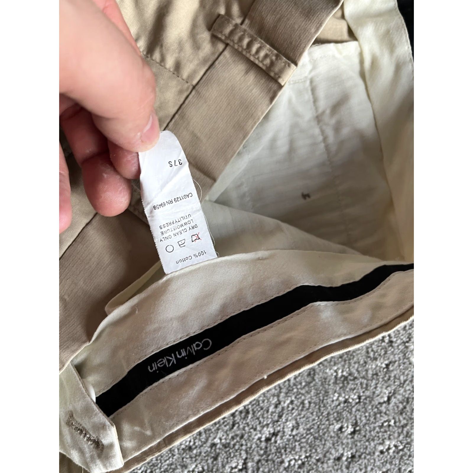Calvin Klein Calvin Klein Mens Dress Pants Solid Beige 37S Khaki Straight Front Stretch Back Zipper Button Workwear Casual Formal Size US 37 - 5 Thumbnail