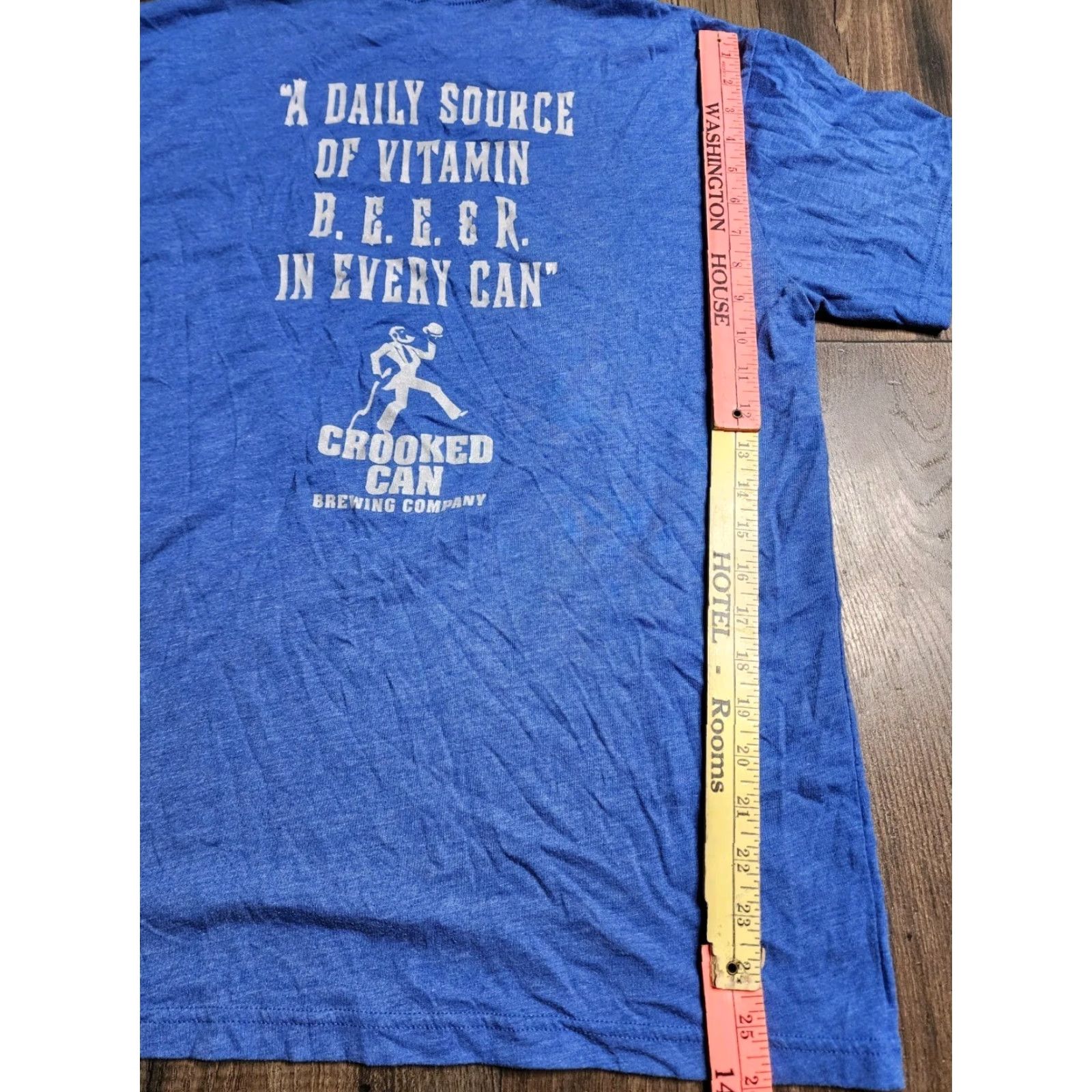 Vintage Funny Beer Vitamin Graphic Print T-Shirt Men's Large Blue Double-Sided Size US L / EU 52-54 / 3 - 3 Thumbnail