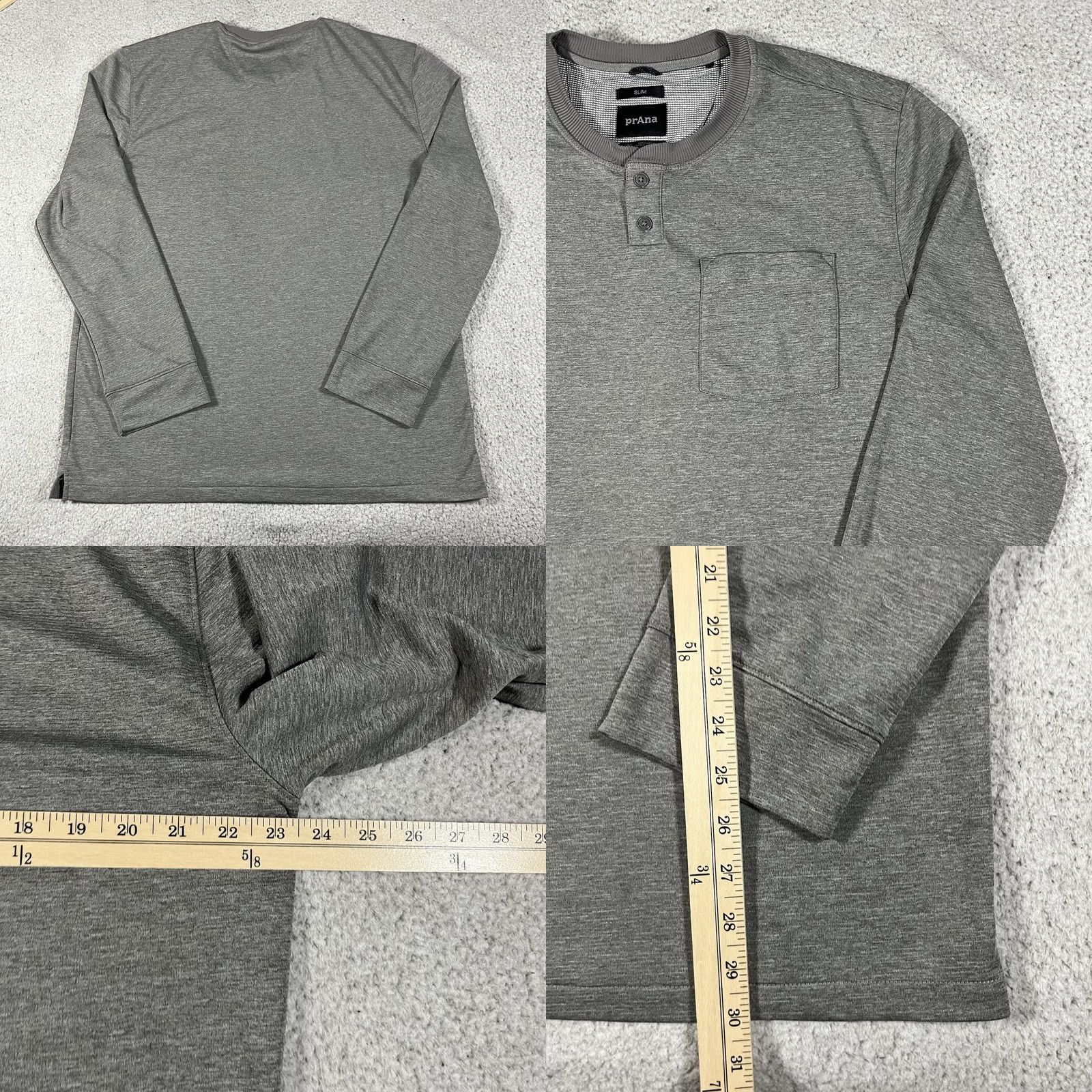 Prana Prana Shirt Mens XL Gray Long Sleeve Henley Thermal Slim Outdoor Hiking Casual Size US XL / EU 56 / 4 - 8 Thumbnail