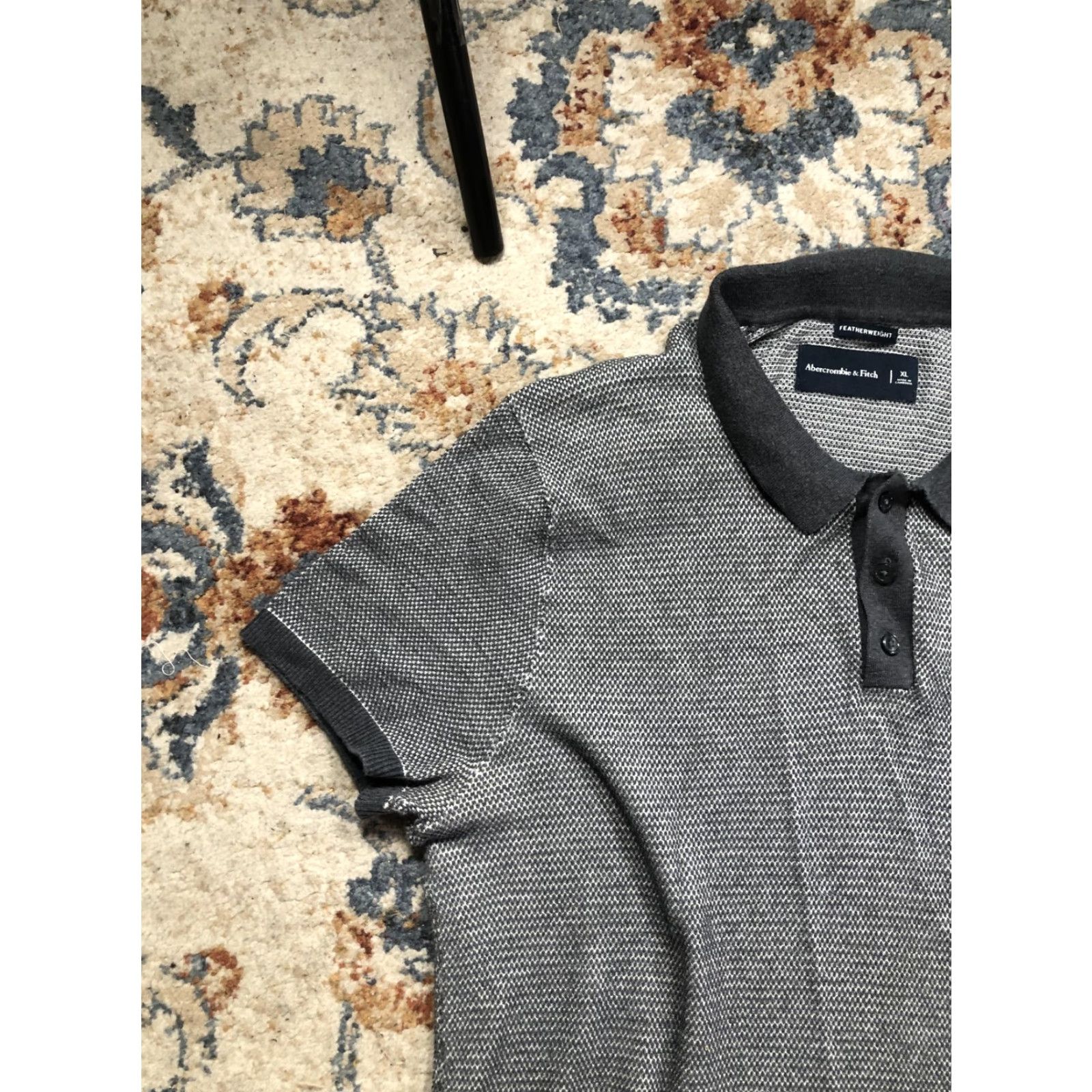 Abercrombie & Fitch Abercrombie & Fitch Featherweight Polo Shirt Mens XL Gray Geometric Knit Golf Shirt Size US XL / EU 56 / 4 - 3 Thumbnail