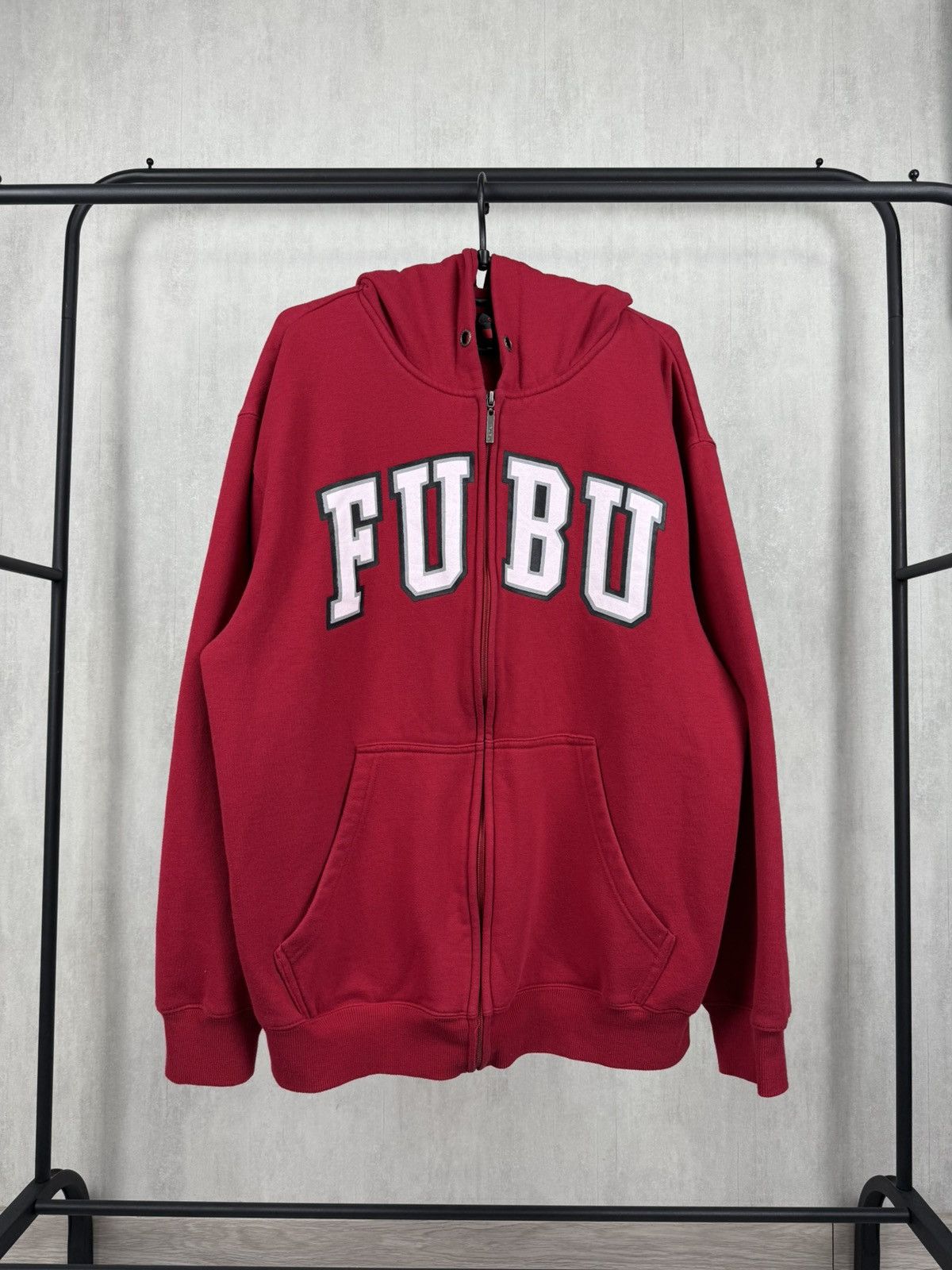Fubu × Vintage Vintage Fubu Red Zip Up Hoodie Size L-XL Size US L / EU 52-54 / 3 - 2 Thumbnail