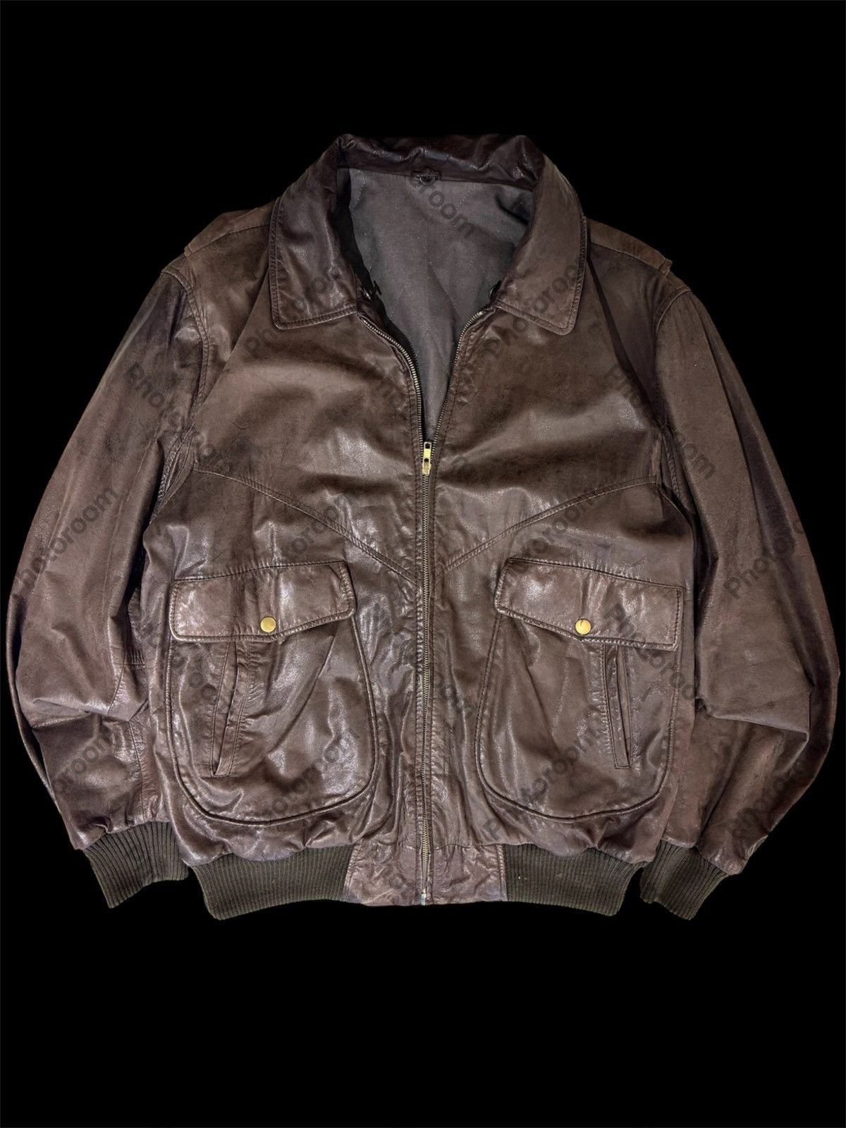 Vintage aviator leather jacket bomber