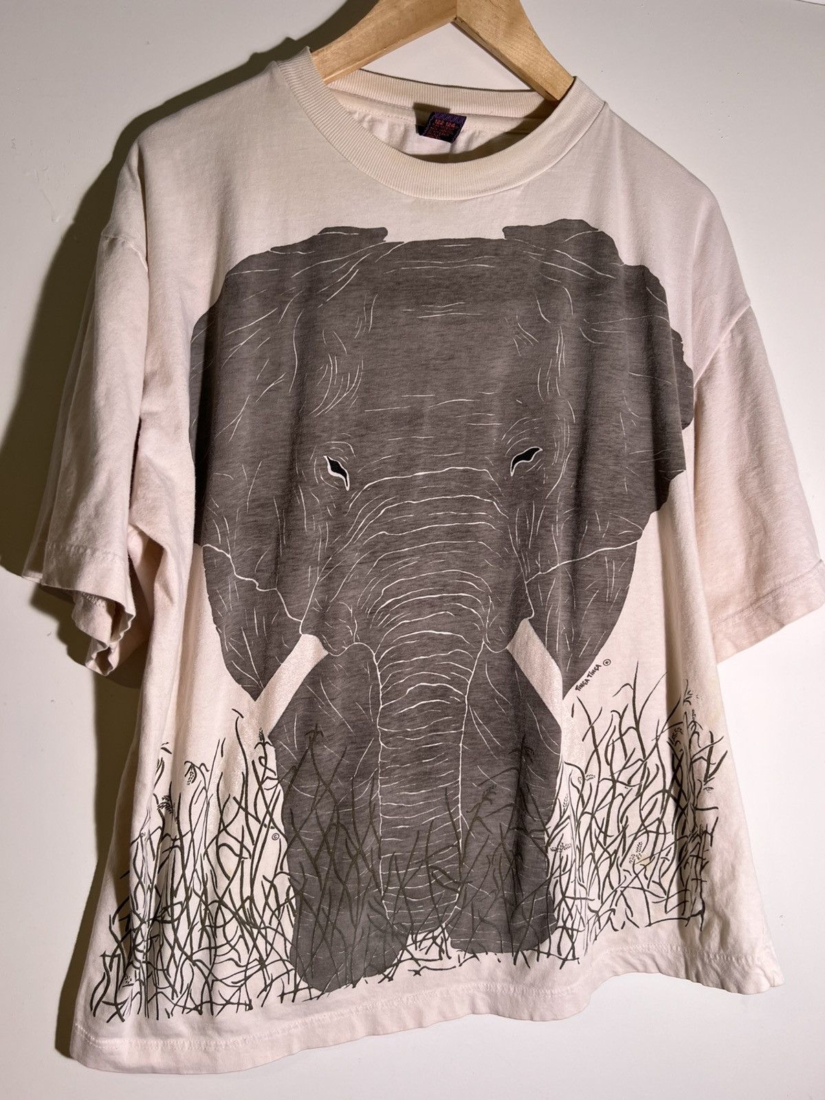 Vintage 90’s 2000’s Y2K VTG Vintage Tinga Tinga Elephant AOP T Shirt Size US XXL / EU 58 / 5 - 1 Thumbnail