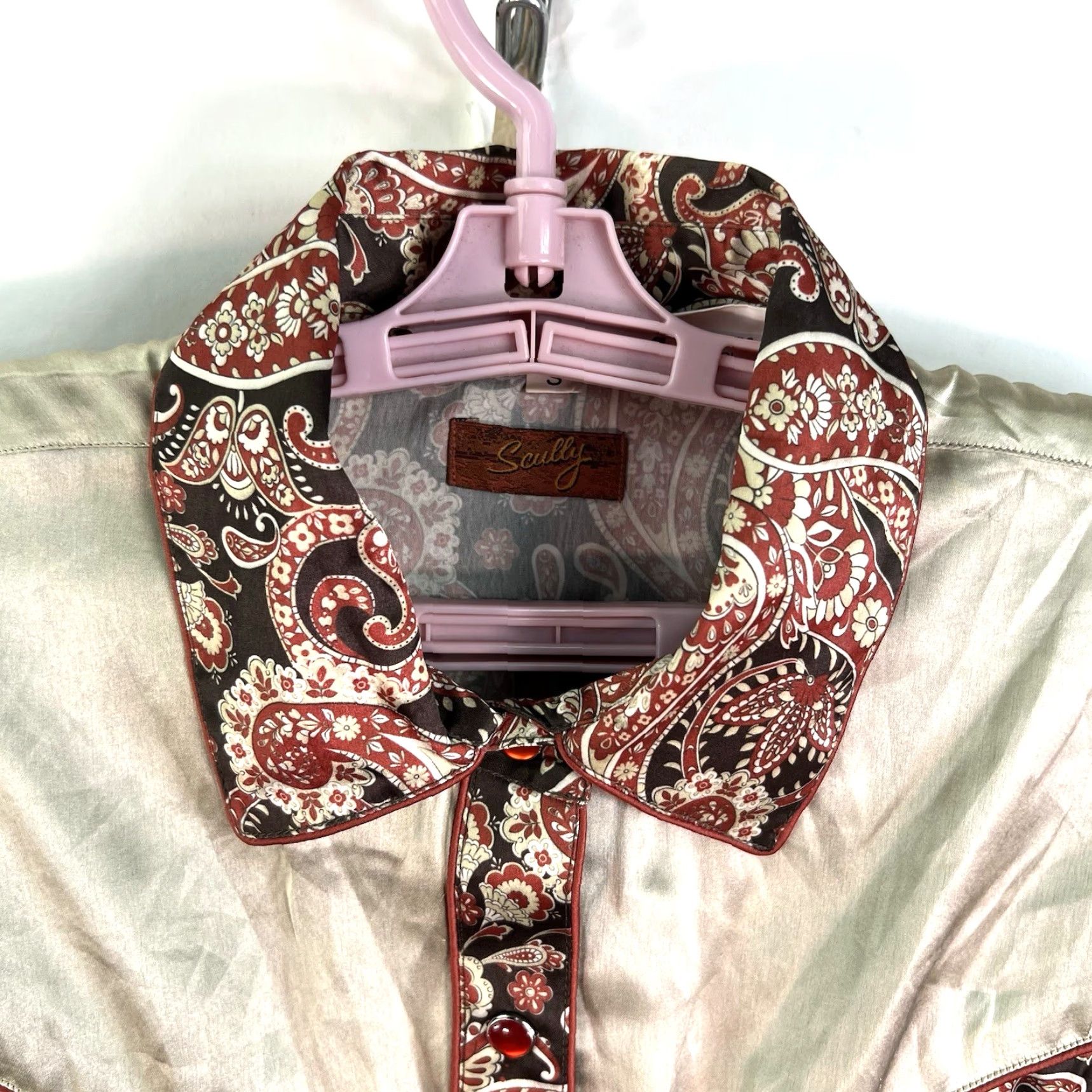 Scully Scully Western Floral Fringe Button Shirt Women Size S Beige Size S / US 4 / IT 40 - 3 Thumbnail