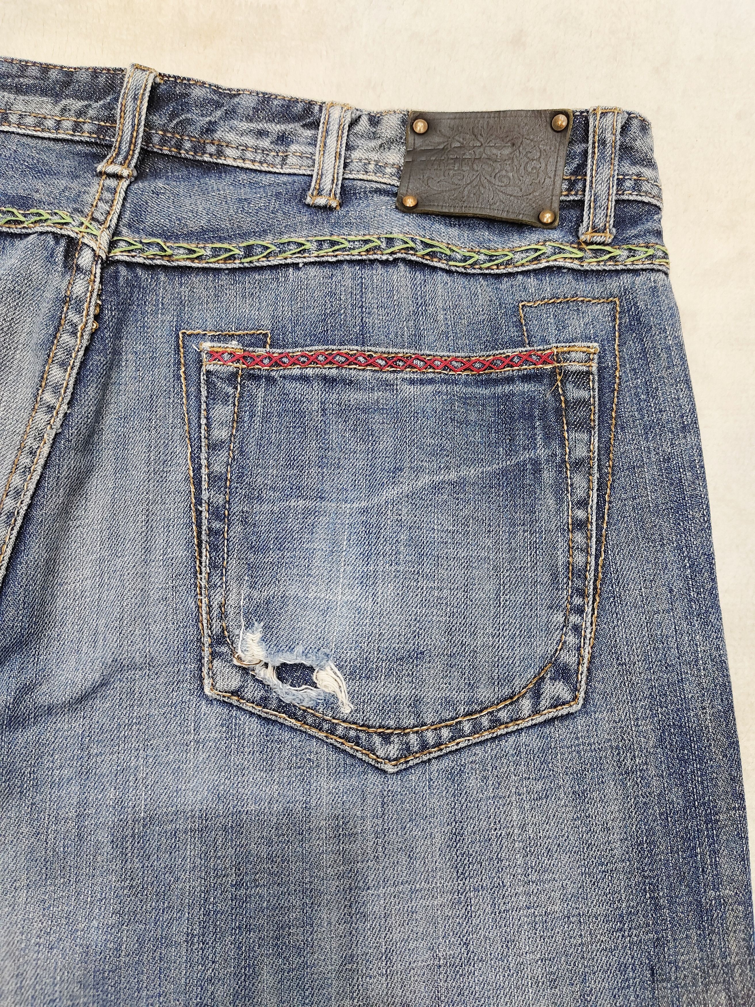 Japanese Brand 00s Mens Bigi- Sashiko Hand Stitch Raw Faded Distress Jeans Size US 34 / EU 50 - 6 Thumbnail